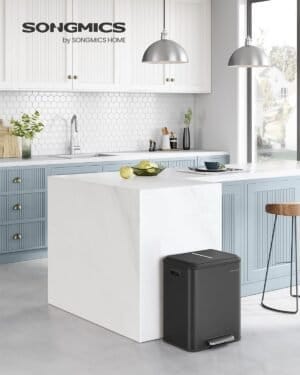 Skraldespandssortering 2 X 15 L med Låg, Køkken- og Stueaffaldsbeholder, Vandret Type, Kraftig - Billede 2