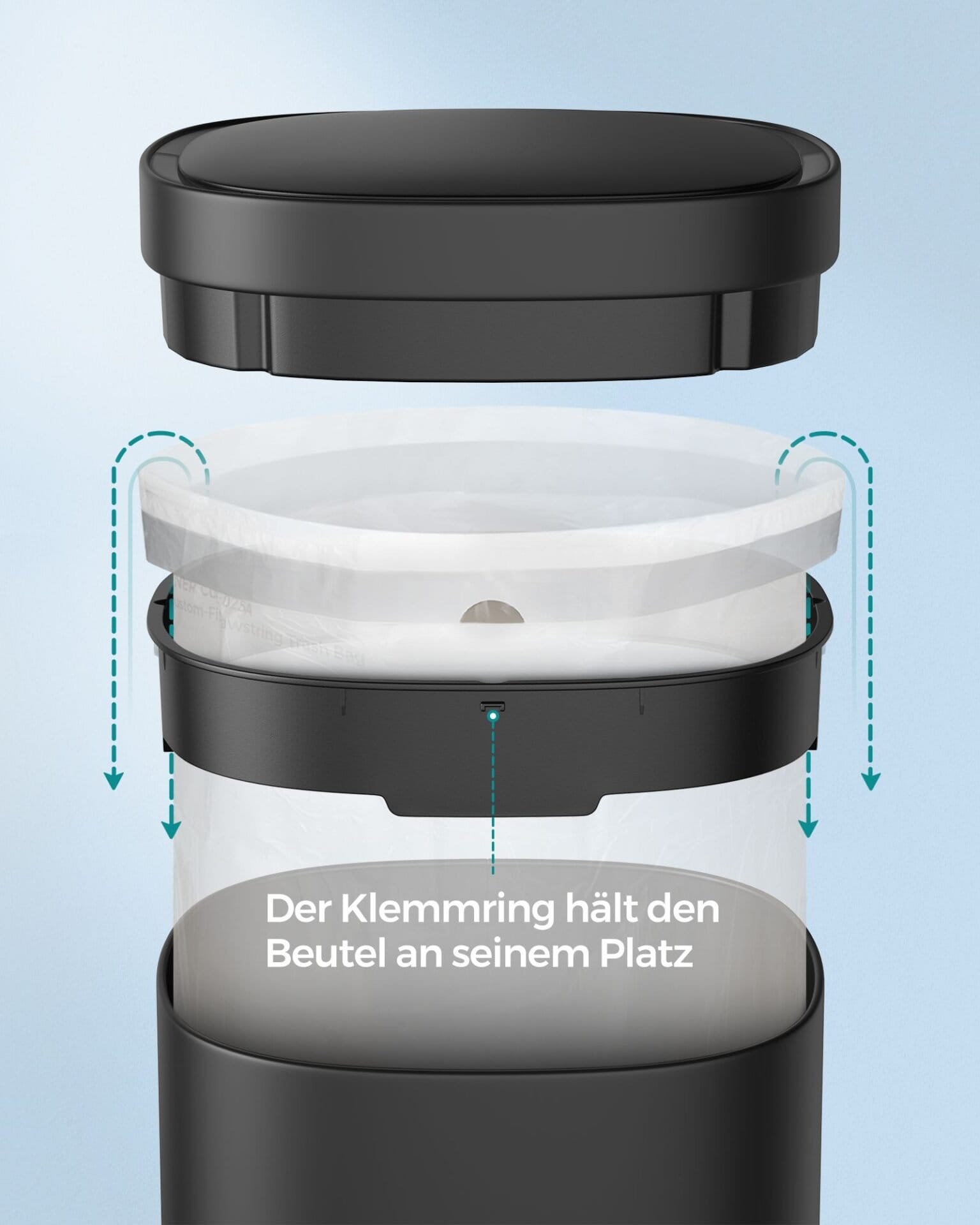 Bevægelsessensor køkkenspand 50l, automatisk skraldespand, åbent låg, stål, sort 7 Bevægelsessensor køkkenspand 50l, automatisk skraldespand, åbent låg, stål, sort - Billede 7