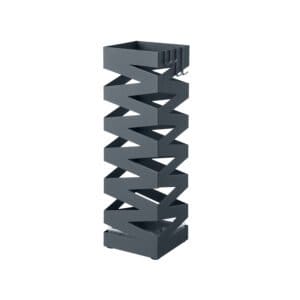 Paraplystativ i Metal, Firkantet Paraplyholderstativ, med 4 Kroge og Aftagelig Drypbakke, 15,5 X 15,5 X 49 Cm, Antracitgrå