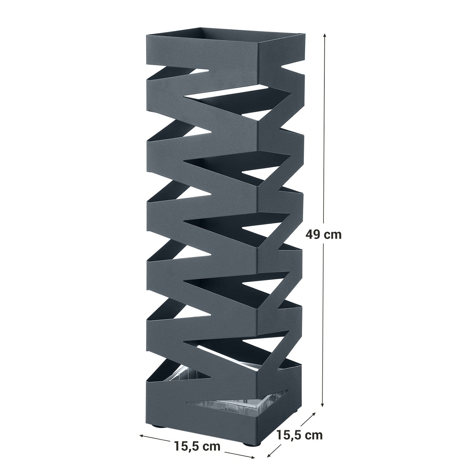 Paraplystativ i Metal, Firkantet Paraplyholderstativ, med 4 Kroge og Aftagelig Drypbakke, 15,5 X 15,5 X 49 Cm, Antracitgrå 7 Paraplystativ i Metal, Firkantet Paraplyholderstativ, med 4 Kroge og Aftagelig Drypbakke, 15,5 X 15,5 X 49 Cm, Antracitgrå - Billede 7