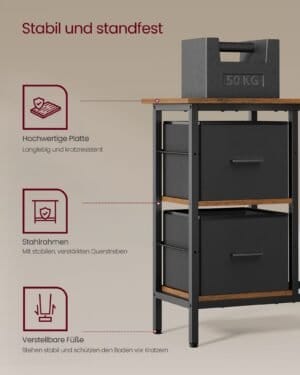 L-formet skrivebord med 2 rummelige skuffer, spillebord, til hjemmekontor, rustik brun - Image 7