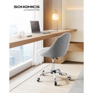 Homeoffice Obg020g01 Drejestol, Skrivebordsstol, Skumpolstring, Højdejusterbar, til Studie, Soveværelse, Grå