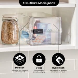 Låsbart medicinskab - Opbevaringsboks med kodelås - Kristal - Image 5