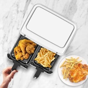 TurboTronic AF118 Dobbelt Airfryer XL - Digital Varmluftfrituregryde - 7,6 Liter - Hvid - Image 5