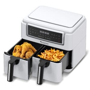 TurboTronic AF118 Dobbelt Airfryer XL - Digital Varmluftfrituregryde - 7,6 Liter - Hvid - Image 4