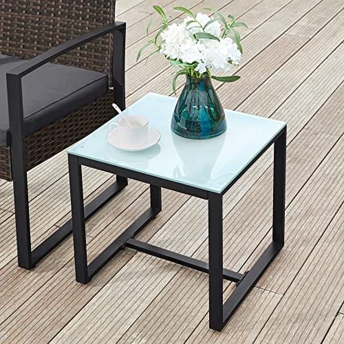 Songmics GGF010G05 Balcony Furniture Set, PE Polyrattan Lounge Set, Table and 2 Chairs, Patio Furniture, Easy Assembly, Outdoor, for Patio, Balcony, Garden, Black/Grey 6 Songmics GGF010G05 Balcony Furniture Set, PE Polyrattan Lounge Set, Table and 2 Chairs, Patio Furniture, Easy Assembly, Outdoor, for Patio, Balcony, Garden, Black/Grey - Billede 6