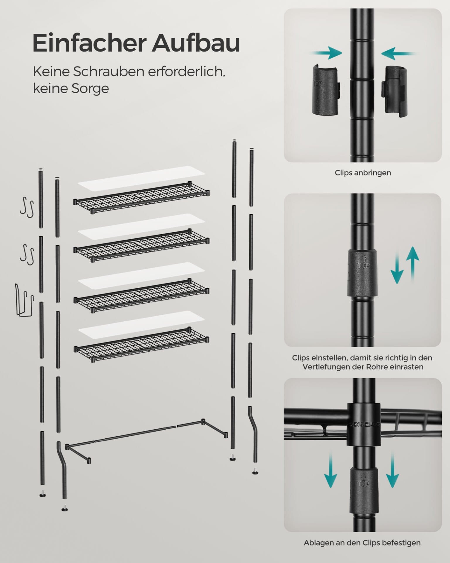 4-lags opbevaring over toilettet, metalopbevaringsstativ, justerbare hylder, sort 6 4-lags opbevaring over toilettet, metalopbevaringsstativ, justerbare hylder, sort - Billede 6