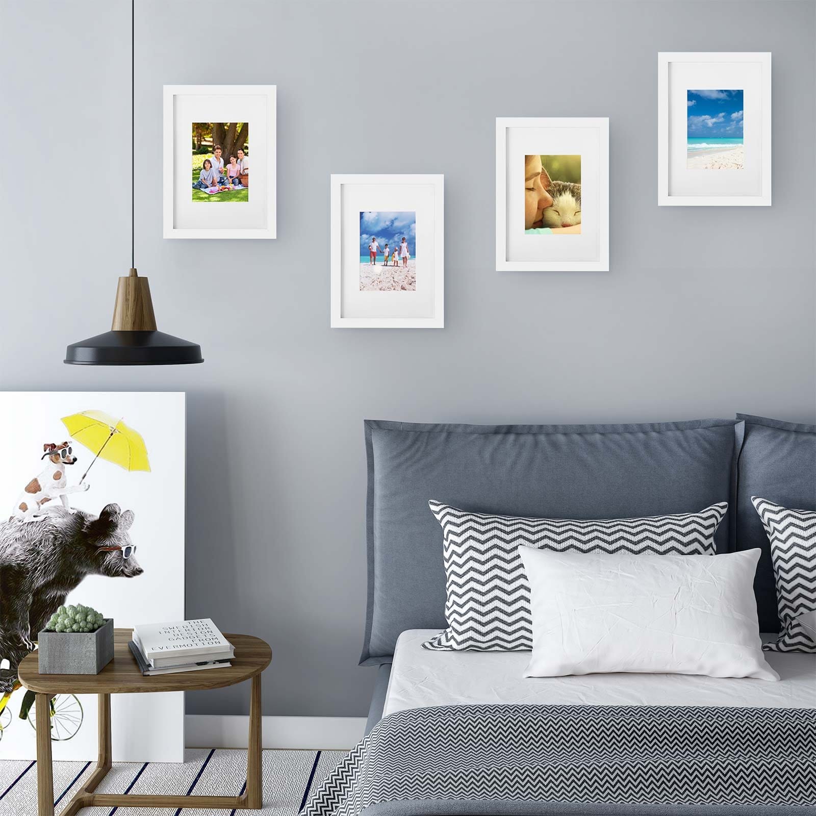 SONGMICS Picture Frame Set of 2, A4 (21x29.7 cm) without Mat, 5x7 inch (13x18 cm) with Mat, Glass Front, Home and Office, White MDF Photo Frames RPF04WT 3 SONGMICS Picture Frame Set of 2, A4 (21x29.7 cm) without Mat, 5x7 inch (13x18 cm) with Mat, Glass Front, Home and Office, White MDF Photo Frames RPF04WT - Billede 3