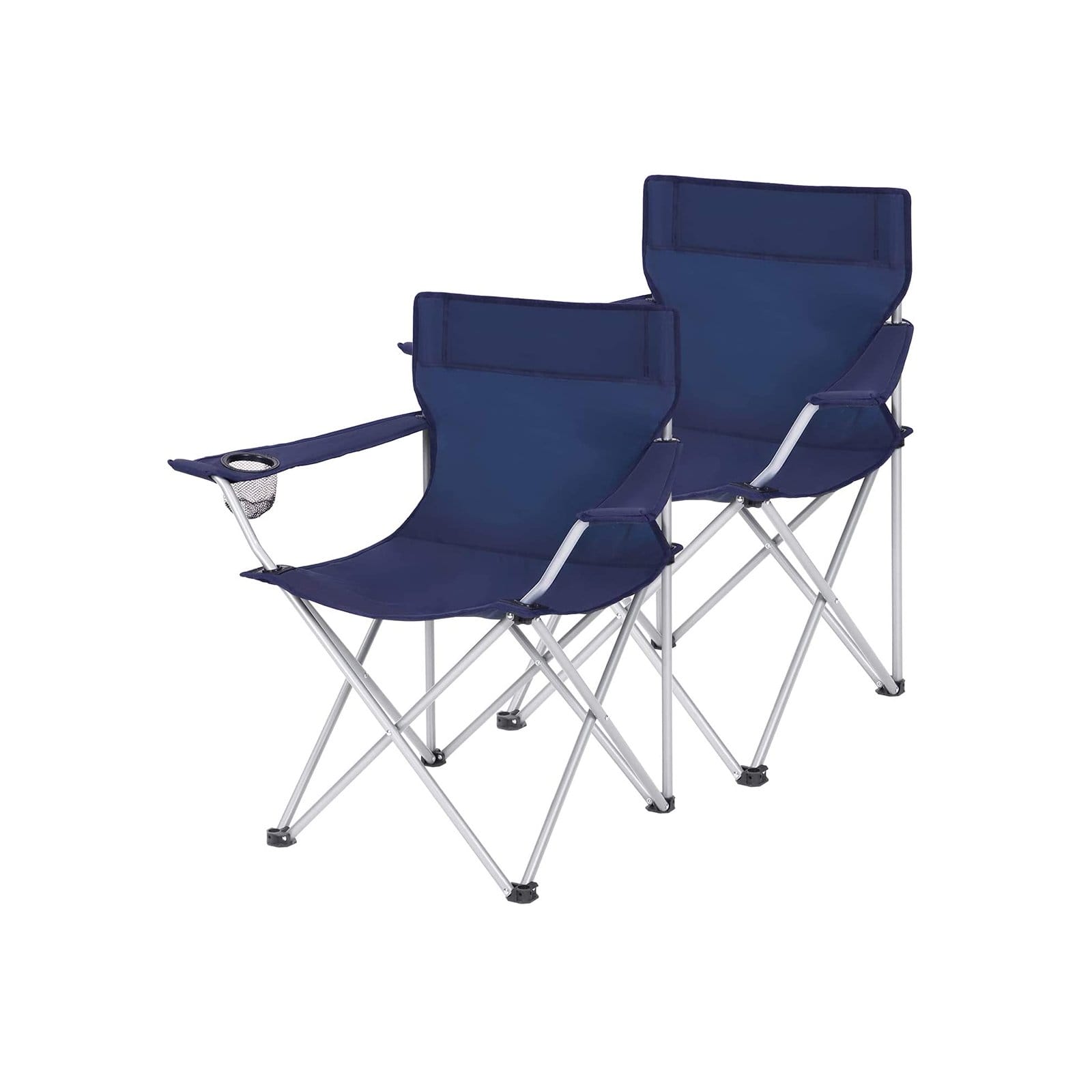 SONGMICS Folding Camping Chairs, Set of 2 Outdoor Chair, with Armrests, Cup Holder, Portable, 120 kg Capacity, for Camping, Garden, Fishing, Beach, Balcony, Dark Blue GCB01IN 1 SONGMICS Folding Camping Chairs, Set of 2 Outdoor Chair, with Armrests, Cup Holder, Portable, 120 kg Capacity, for Camping, Garden, Fishing, Beach, Balcony, Dark Blue GCB01IN