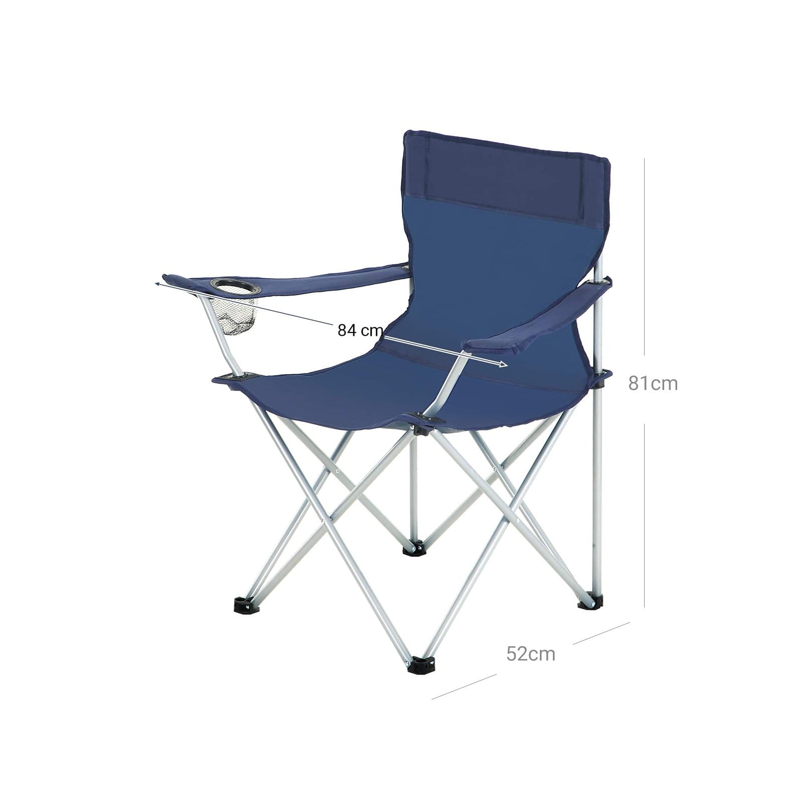 SONGMICS Folding Camping Chairs, Set of 2 Outdoor Chair, with Armrests, Cup Holder, Portable, 120 kg Capacity, for Camping, Garden, Fishing, Beach, Balcony, Dark Blue GCB01IN 7 SONGMICS Folding Camping Chairs, Set of 2 Outdoor Chair, with Armrests, Cup Holder, Portable, 120 kg Capacity, for Camping, Garden, Fishing, Beach, Balcony, Dark Blue GCB01IN - Billede 7