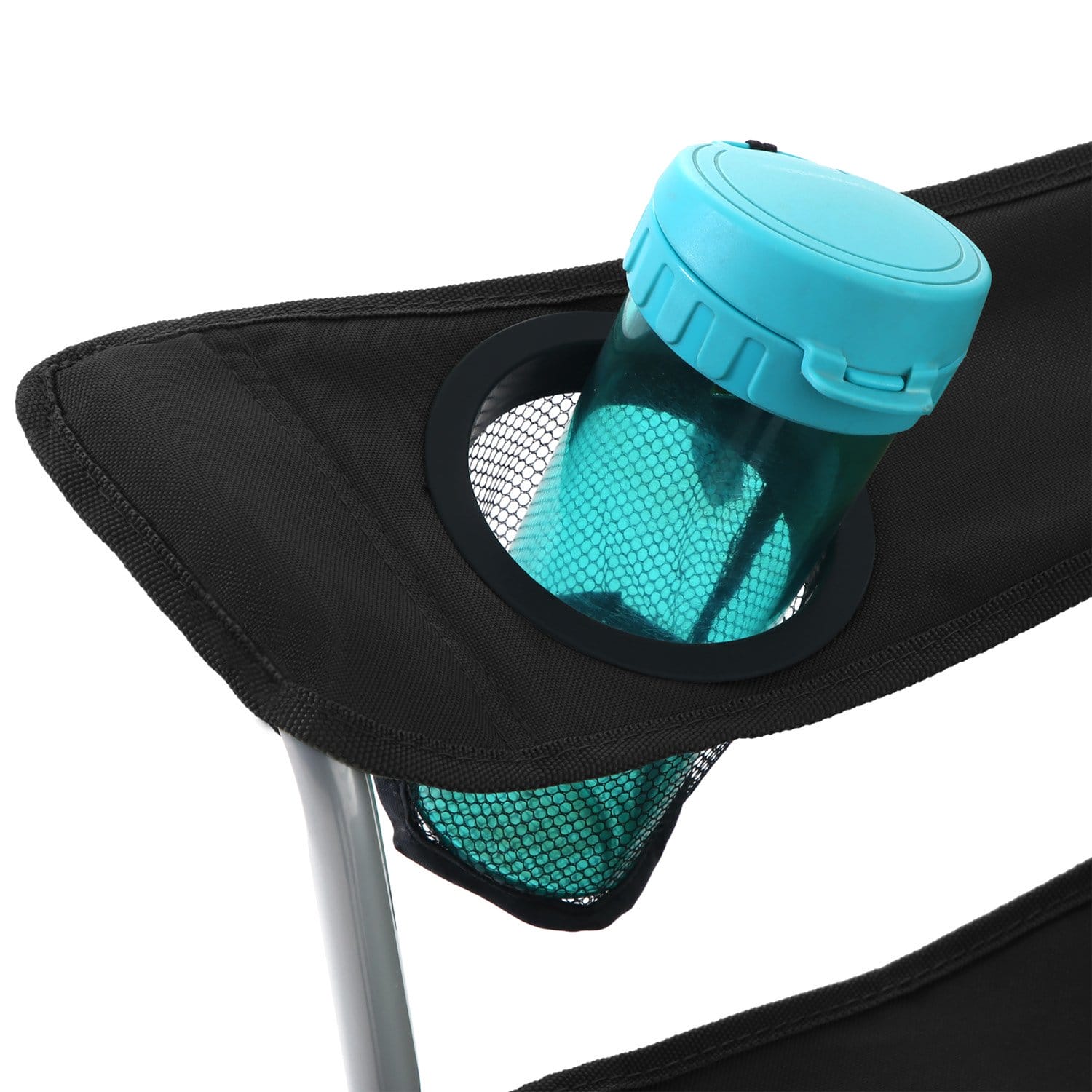 SONGMICS Folding Camping Chair, Outdoor Chair with Armrests, Headrest and Cup Holder, Stable Structure, Max. Capacity 150 kg, Black GCB09BK 4 SONGMICS Folding Camping Chair, Outdoor Chair with Armrests, Headrest and Cup Holder, Stable Structure, Max. Capacity 150 kg, Black GCB09BK - Billede 4