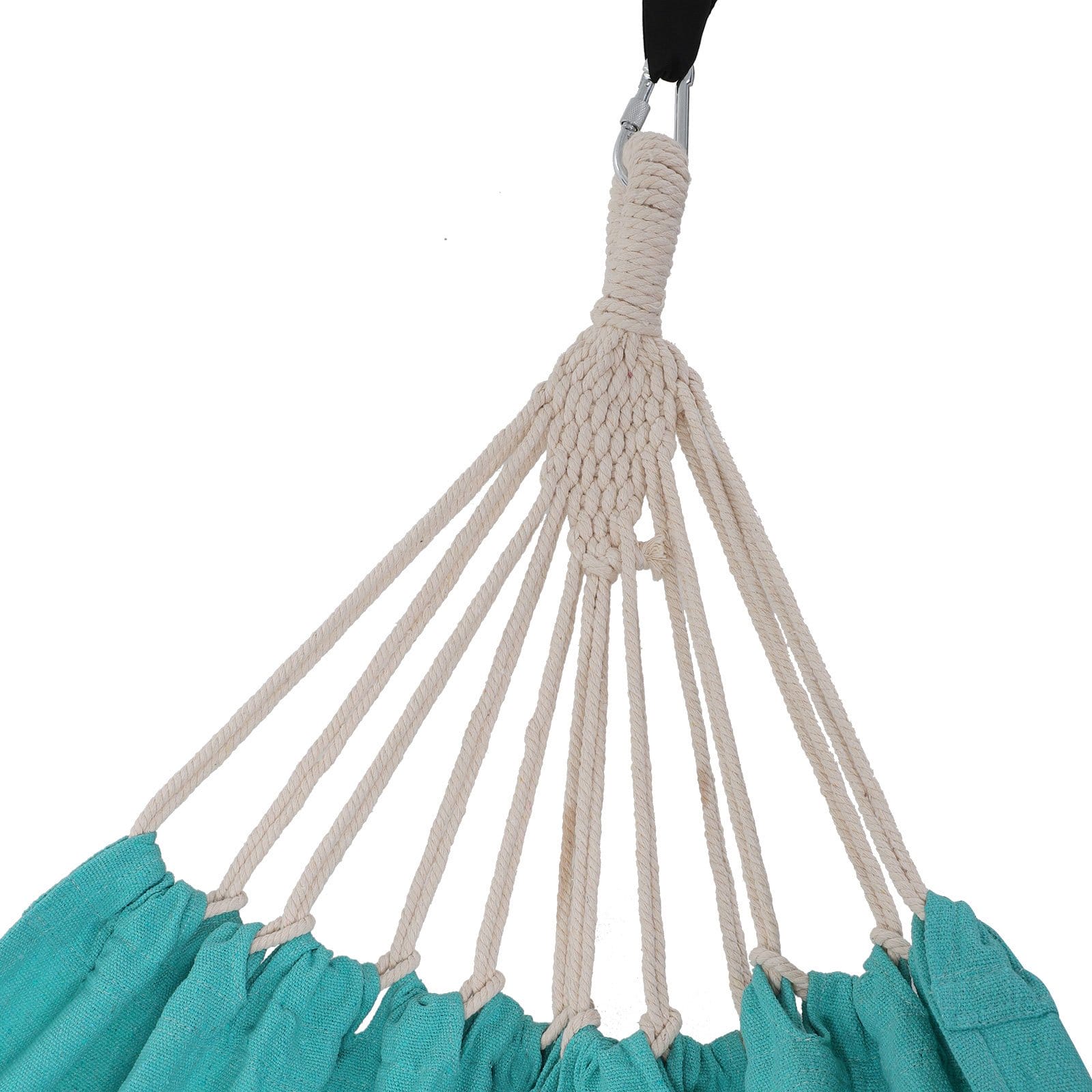 SONGMICS Hammock, 210 x 150 cm, Double Hammock, 300 kg Load Capacity, for Terrace, Balcony, Garden, Outdoor, Camping, with Carry Bag, Fastening Straps and Carabiners, Turquoise GDC15BU 5 SONGMICS Hammock, 210 x 150 cm, Double Hammock, 300 kg Load Capacity, for Terrace, Balcony, Garden, Outdoor, Camping, with Carry Bag, Fastening Straps and Carabiners, Turquoise GDC15BU - Billede 5