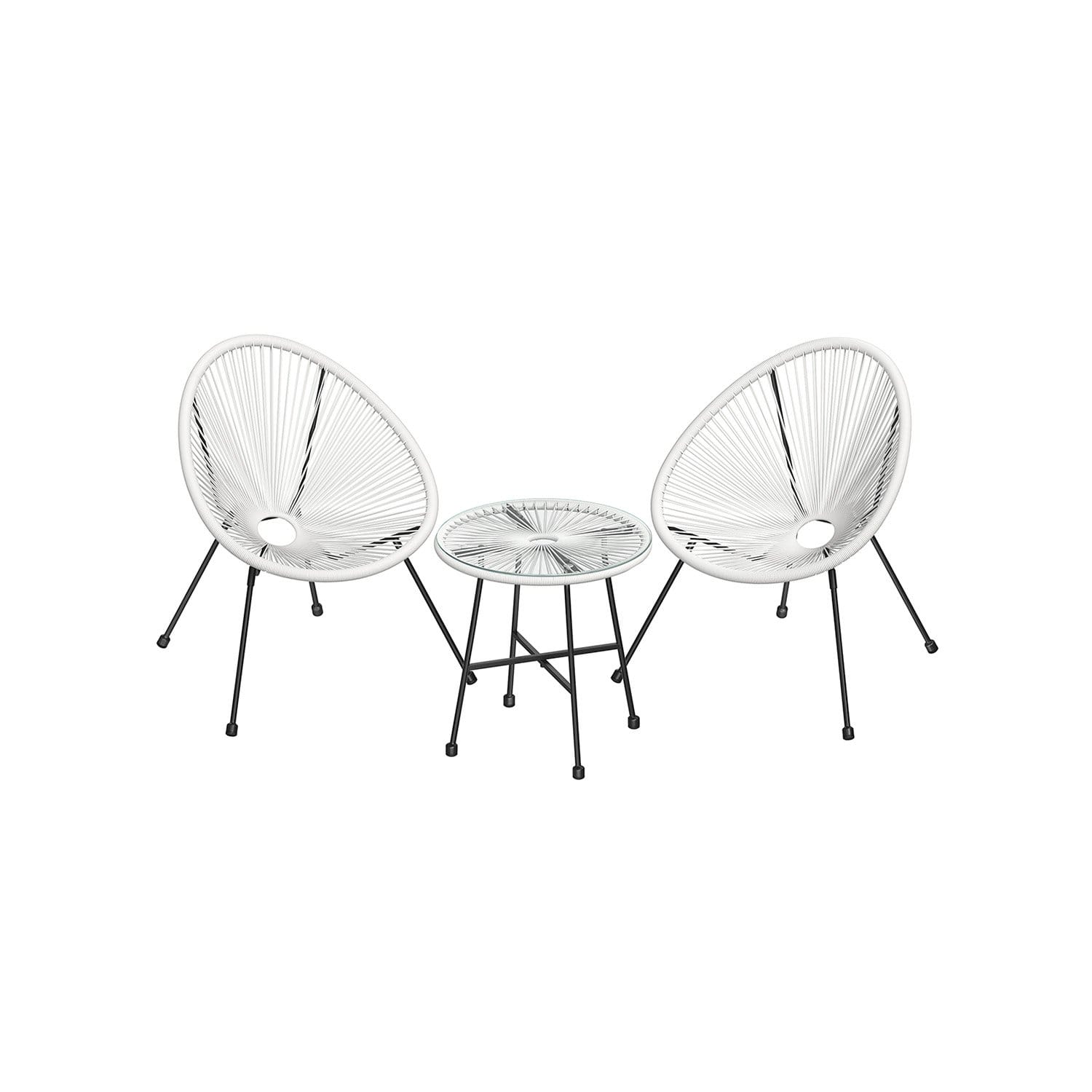 SONGMICS Garden Patio Furniture Set 3 Pieces, Acapulco Chair, Outdoor Seating, Glass Top Table and 2 Chairs, Indoor and Outdoor Conversation Set, White GGF013W02 1 SONGMICS Garden Patio Furniture Set 3 Pieces, Acapulco Chair, Outdoor Seating, Glass Top Table and 2 Chairs, Indoor and Outdoor Conversation Set, White GGF013W02