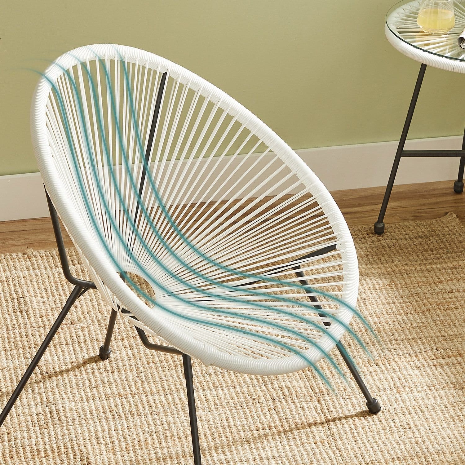 SONGMICS Garden Patio Furniture Set 3 Pieces, Acapulco Chair, Outdoor Seating, Glass Top Table and 2 Chairs, Indoor and Outdoor Conversation Set, White GGF013W02 6 SONGMICS Garden Patio Furniture Set 3 Pieces, Acapulco Chair, Outdoor Seating, Glass Top Table and 2 Chairs, Indoor and Outdoor Conversation Set, White GGF013W02 - Billede 6