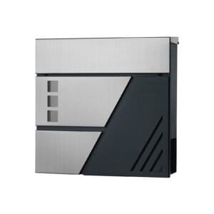 SONGMICS Mailbox, Wall-Mounted Letter Box with Viewing Windows, Stainless Steel for Porch and Front Door, with Lock and Keys, Silver and Anthracite Grey GMB053G01