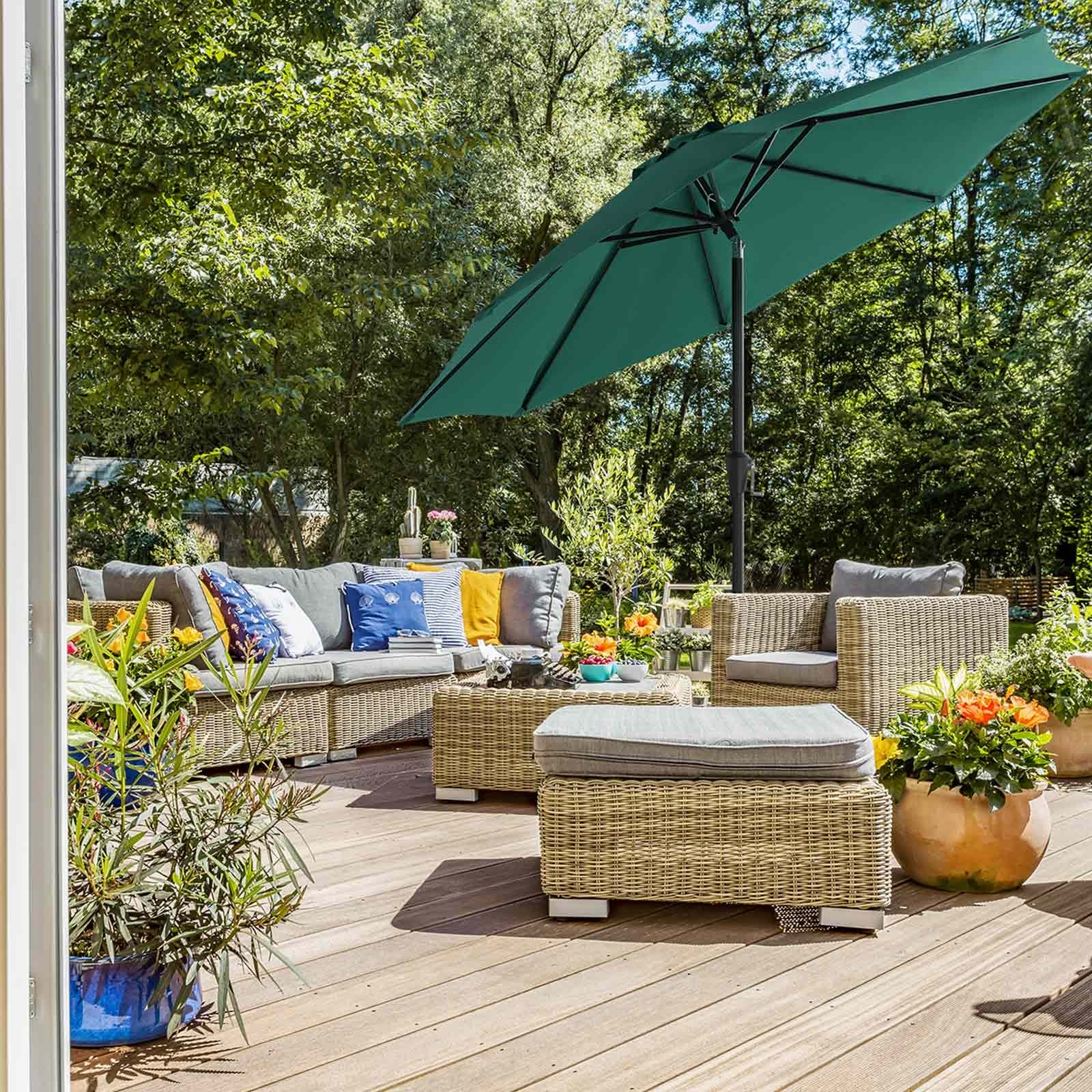 SONGMICS 290 cm Garden Parasol Umbrella, UPF 50+, Sun Shade, 30° Tilt in 2 Directions, Crank Handle for Opening and Closing, for Outdoor Gardens Pool Balcony Patio, Base Not Included, Green GPU30GN 3 SONGMICS 290 cm Garden Parasol Umbrella, UPF 50+, Sun Shade, 30° Tilt in 2 Directions, Crank Handle for Opening and Closing, for Outdoor Gardens Pool Balcony Patio, Base Not Included, Green GPU30GN - Billede 3