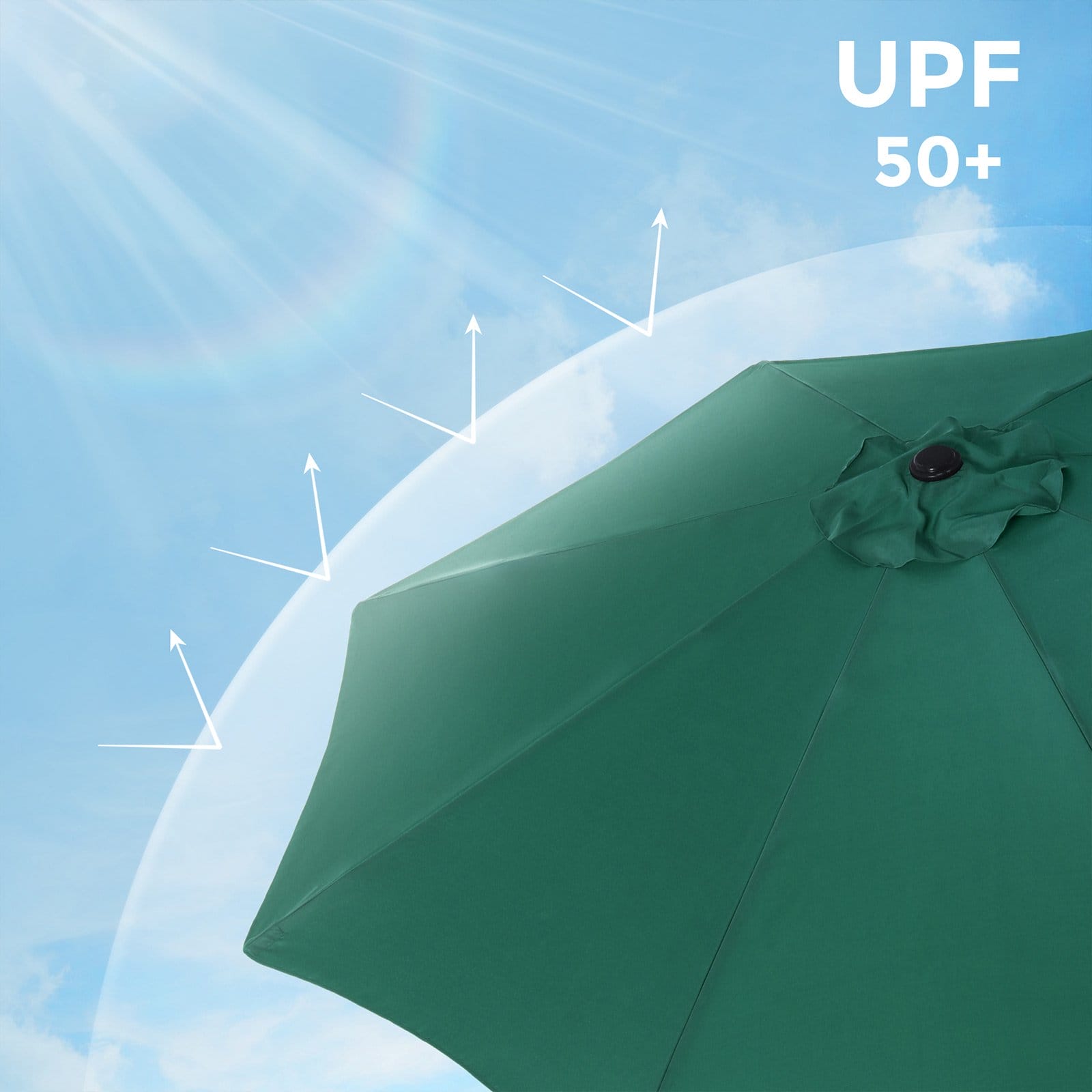 SONGMICS 290 cm Garden Parasol Umbrella, UPF 50+, Sun Shade, 30° Tilt in 2 Directions, Crank Handle for Opening and Closing, for Outdoor Gardens Pool Balcony Patio, Base Not Included, Green GPU30GN 4 SONGMICS 290 cm Garden Parasol Umbrella, UPF 50+, Sun Shade, 30° Tilt in 2 Directions, Crank Handle for Opening and Closing, for Outdoor Gardens Pool Balcony Patio, Base Not Included, Green GPU30GN - Billede 4