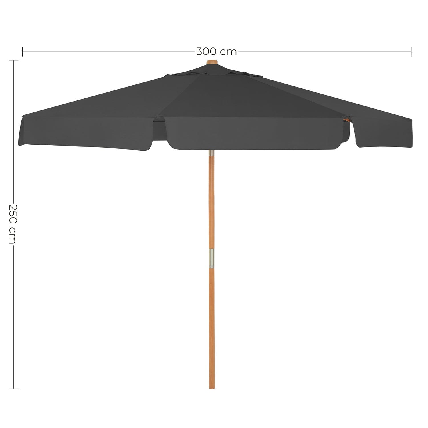 SONGMICS 300 cm Garden Umbrella, Octagonal Parasol with Sun Protection, Wooden Pole and Ribs, Tilt Mechanism, Base Not Included, for Balcony Terrace Garden Outdoor, Taupe GPU32BR 7 SONGMICS 300 cm Garden Umbrella, Octagonal Parasol with Sun Protection, Wooden Pole and Ribs, Tilt Mechanism, Base Not Included, for Balcony Terrace Garden Outdoor, Taupe GPU32BR - Billede 7