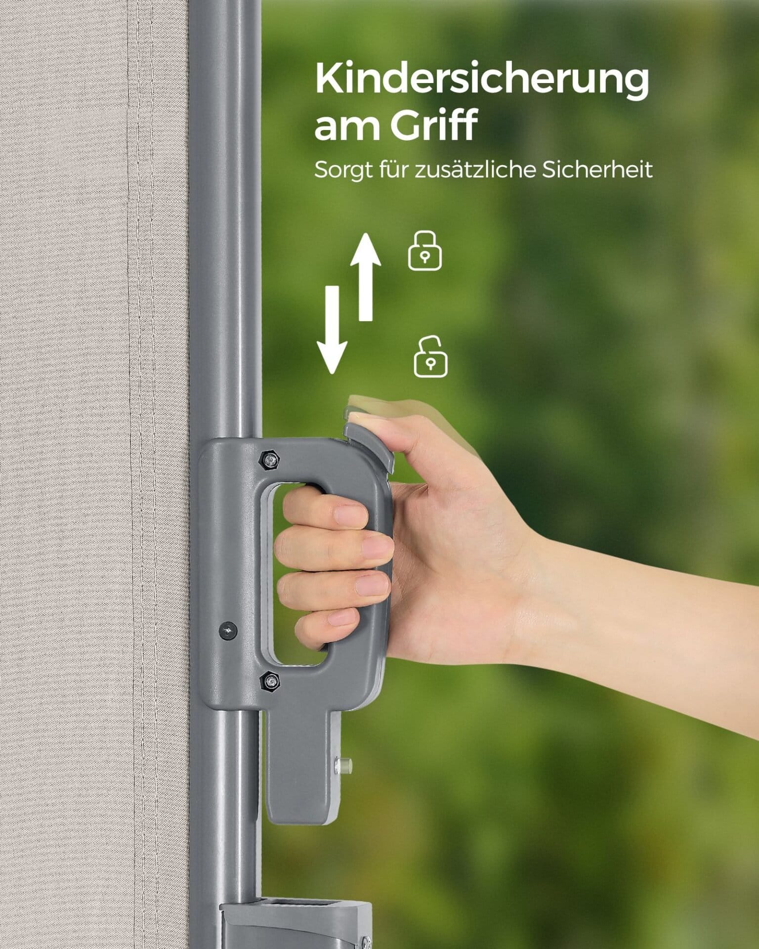 SONGMICS 180 x 300 cm Toldo lateral para balcón y terraza, Certificado de TÜV SÜD GS, Protección de la intimidad, Protección solar, Persiana lateral, Gris antracita, GSA180G 6 SONGMICS 180 x 300 cm Toldo lateral para balcón y terraza, Certificado de TÜV SÜD GS, Protección de la intimidad, Protección solar, Persiana lateral, Gris antracita, GSA180G - Billede 6