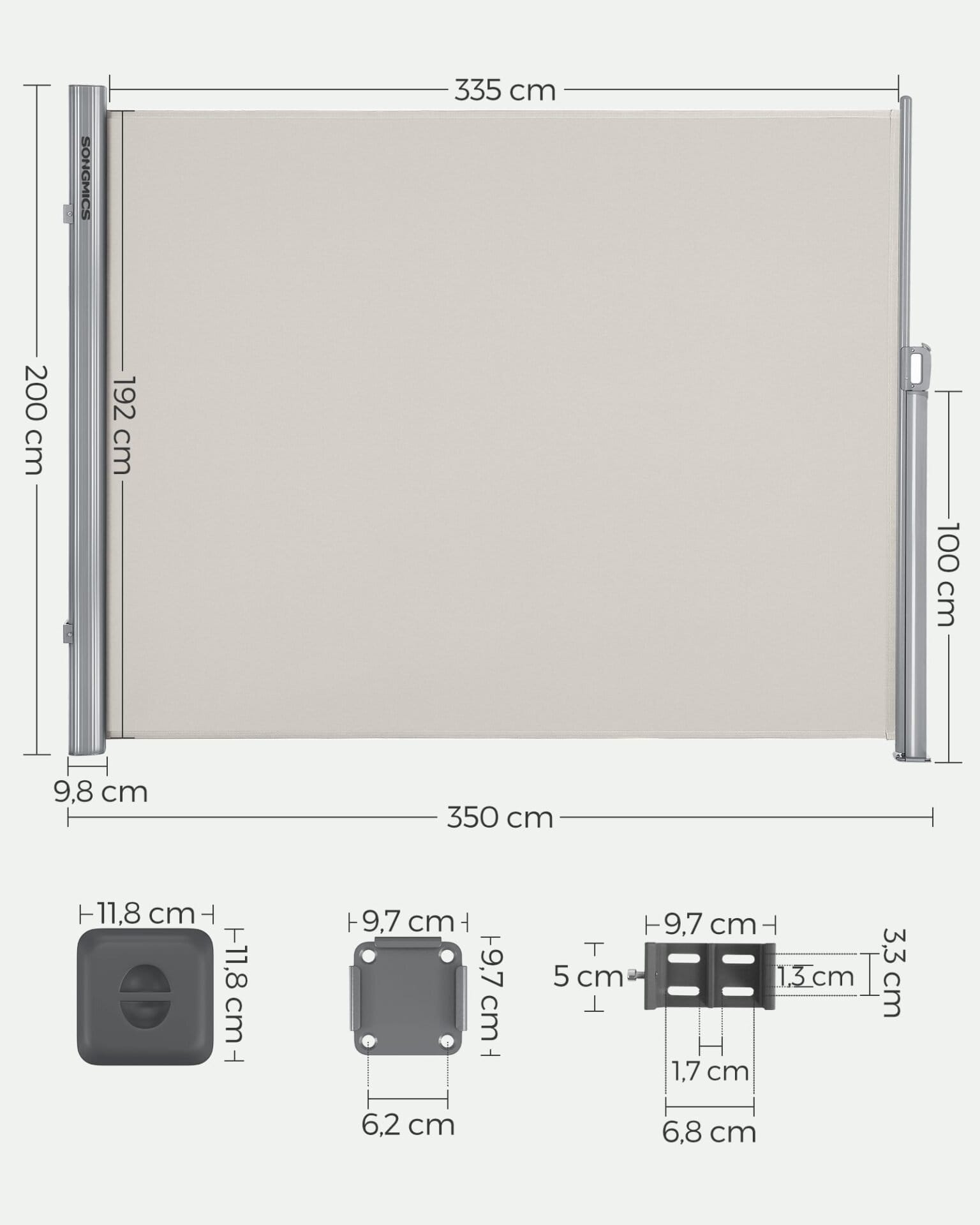 SONGMICS 1.8 x 6 m (H x L), Double Side Awning, Retractable Side Awning Privacy Protection, Sun Shade, Side Blind, for Balcony, Patio, Terrace, and Garden, Beige GSA360E 2 SONGMICS 1.8 x 6 m (H x L), Double Side Awning, Retractable Side Awning Privacy Protection, Sun Shade, Side Blind, for Balcony, Patio, Terrace, and Garden, Beige GSA360E - Billede 2