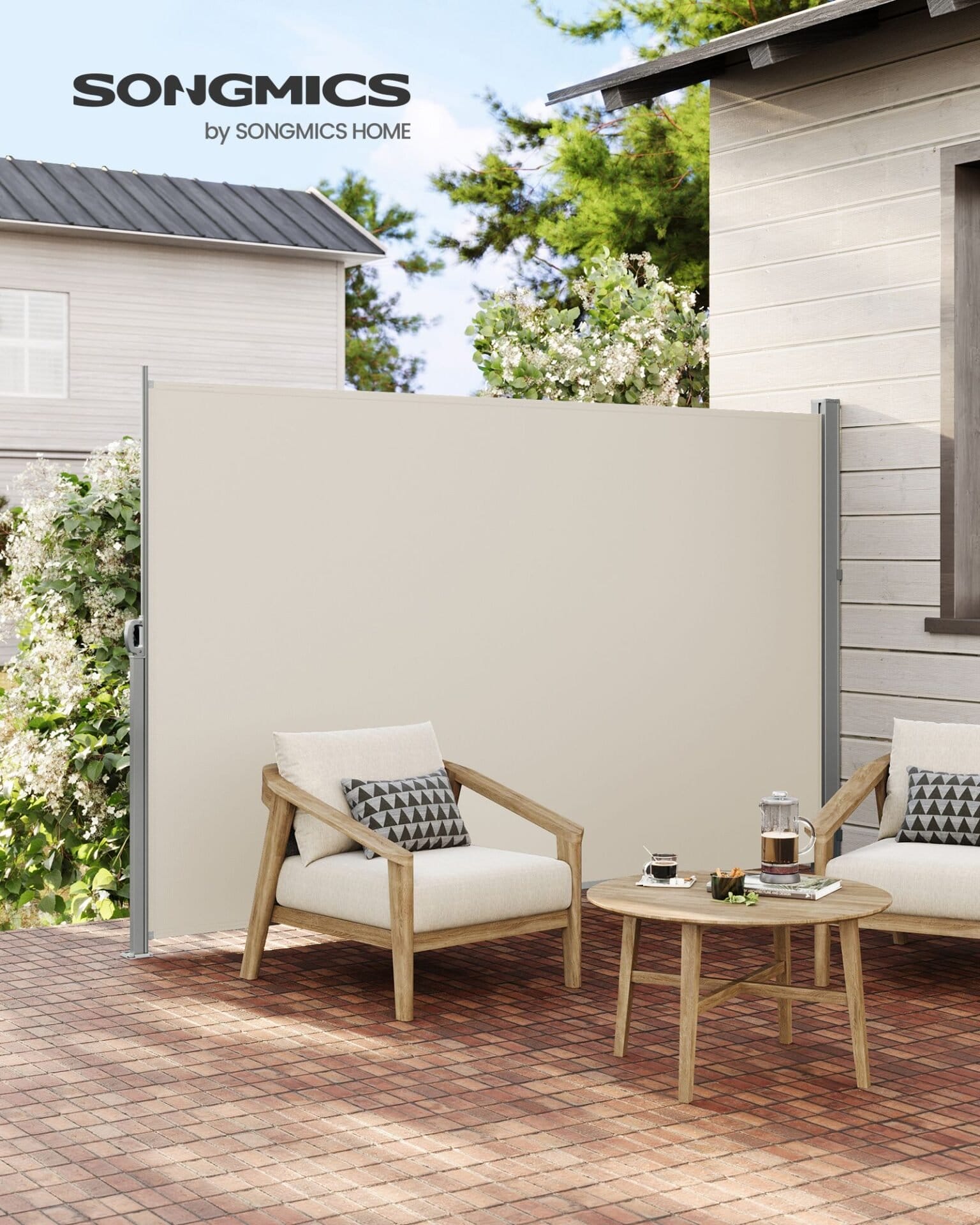 SONGMICS 2.5 X 1.8 m (L x W) Vertical Awning for Patio and Balcony with Housing, Outdoor Protection from Sun and Wind, Privacy Screen, Beige GSA185M01 3 SONGMICS 2.5 X 1.8 m (L x W) Vertical Awning for Patio and Balcony with Housing, Outdoor Protection from Sun and Wind, Privacy Screen, Beige GSA185M01 - Billede 3