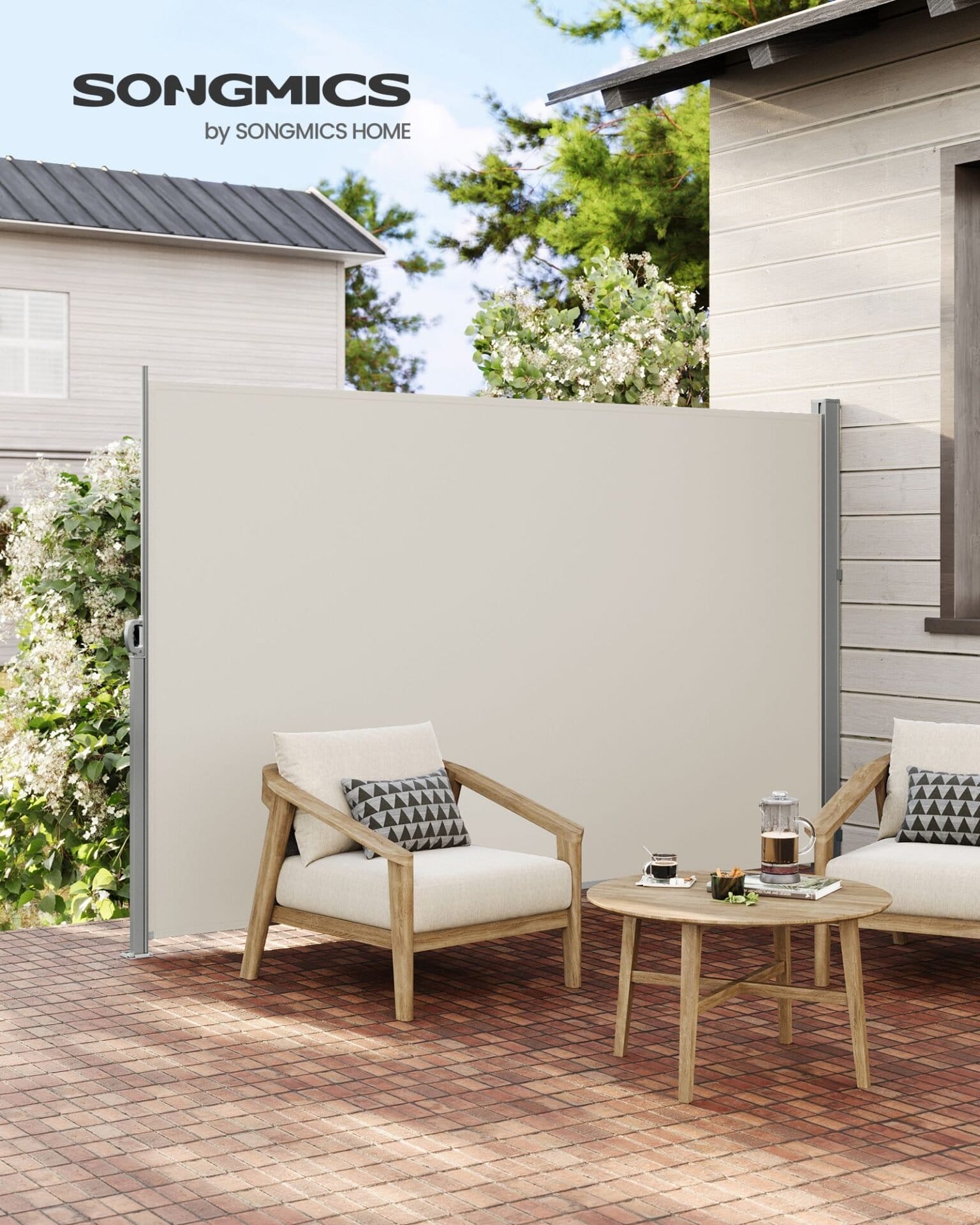 SONGMICS 2.5 X 1.8 m (L x W) Vertical Awning for Patio and Balcony with Housing, Outdoor Protection from Sun and Wind, Privacy Screen, Beige GSA185M01 4 SONGMICS 2.5 X 1.8 m (L x W) Vertical Awning for Patio and Balcony with Housing, Outdoor Protection from Sun and Wind, Privacy Screen, Beige GSA185M01 - Billede 4