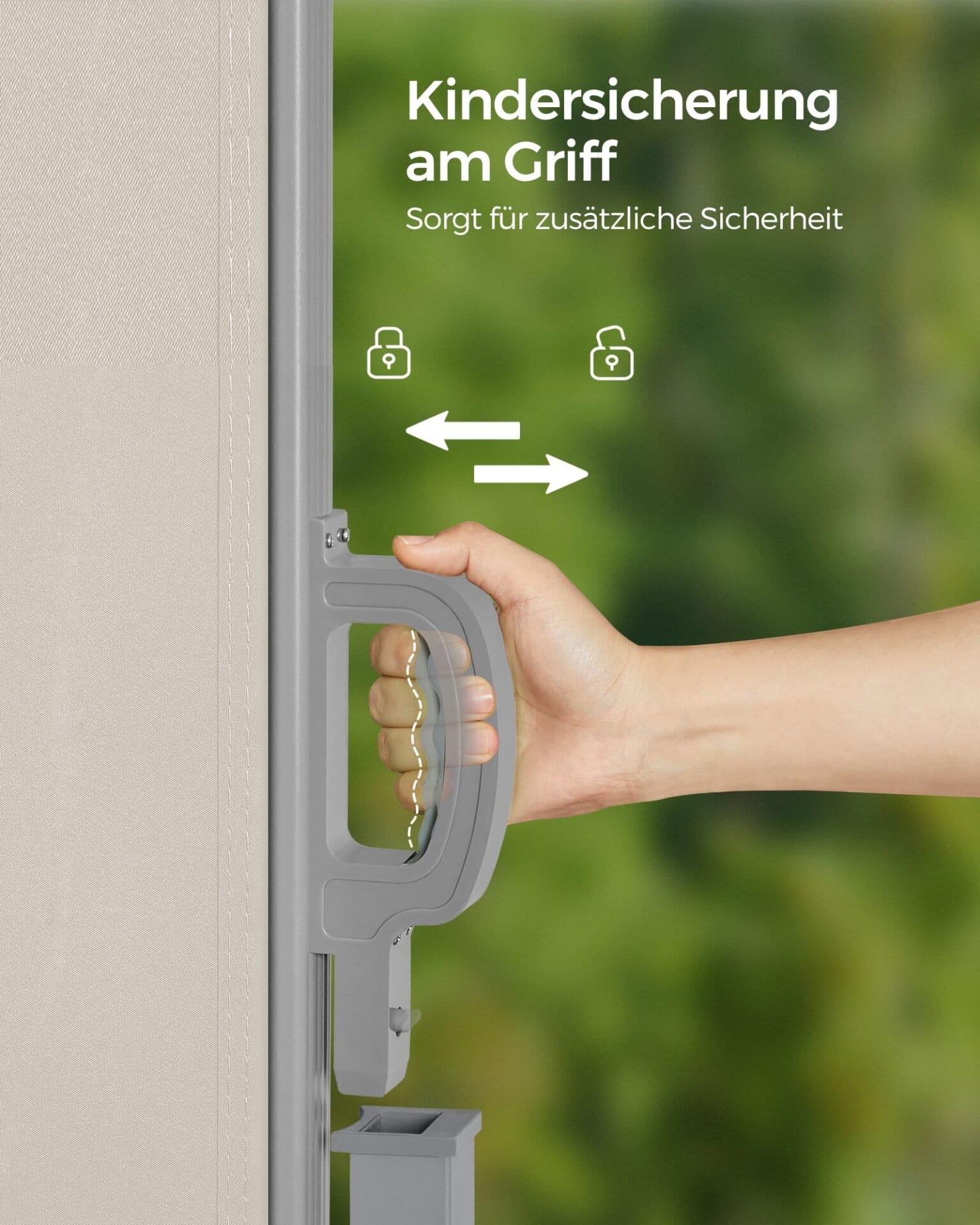 SONGMICS 2.5 X 1.8 m (L x W) Vertical Awning for Patio and Balcony with Housing, Outdoor Protection from Sun and Wind, Privacy Screen, Beige GSA185M01 6 SONGMICS 2.5 X 1.8 m (L x W) Vertical Awning for Patio and Balcony with Housing, Outdoor Protection from Sun and Wind, Privacy Screen, Beige GSA185M01 - Billede 6