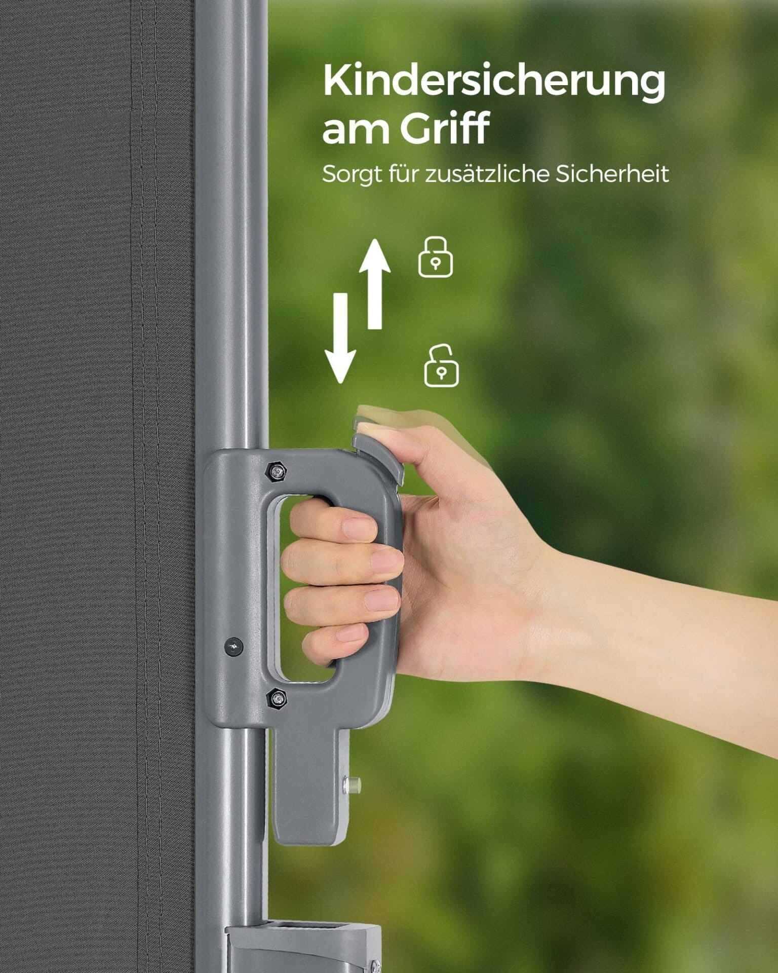 SONGMICS 2 x 3.5 m (H x L), Side Awning for Balcony, Patio, Terrace, and Garden, with Floor Mounting, Privacy Protection, Sun Shade, Side Blind, Beige GSA205E 6 SONGMICS 2 x 3.5 m (H x L), Side Awning for Balcony, Patio, Terrace, and Garden, with Floor Mounting, Privacy Protection, Sun Shade, Side Blind, Beige GSA205E - Billede 6