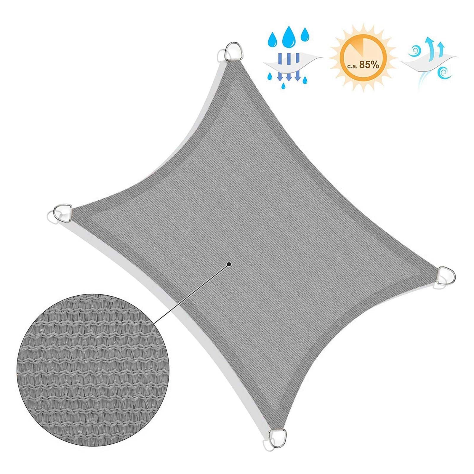 SONGMICS Sun Sail 2 x 3 m, Sun Shade Made of Tear-Resistant HDPE Plastic Weatherproof UV Protection Breathable Garden Balcony Patio Camping Rectangular 2 m Ropes Smoke Grey GSS23GY 6 SONGMICS Sun Sail 2 x 3 m, Sun Shade Made of Tear-Resistant HDPE Plastic Weatherproof UV Protection Breathable Garden Balcony Patio Camping Rectangular 2 m Ropes Smoke Grey GSS23GY - Billede 6
