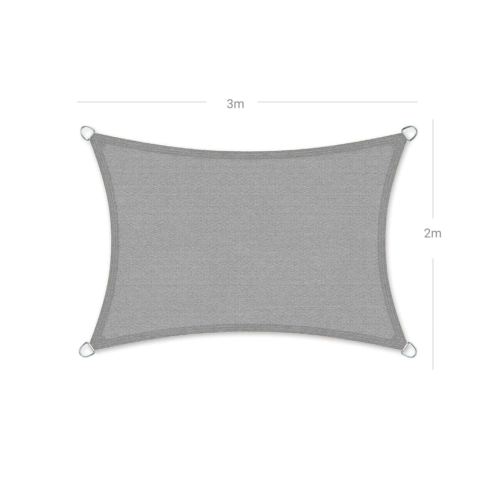 SONGMICS Sun Sail 2 x 3 m, Sun Shade Made of Tear-Resistant HDPE Plastic Weatherproof UV Protection Breathable Garden Balcony Patio Camping Rectangular 2 m Ropes Smoke Grey GSS23GY 7 SONGMICS Sun Sail 2 x 3 m, Sun Shade Made of Tear-Resistant HDPE Plastic Weatherproof UV Protection Breathable Garden Balcony Patio Camping Rectangular 2 m Ropes Smoke Grey GSS23GY - Billede 7