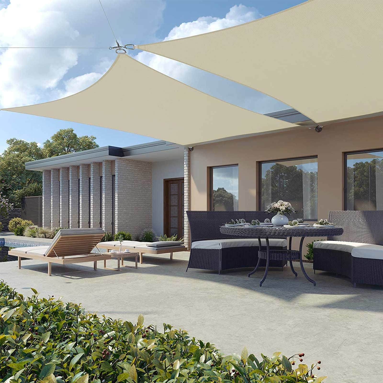 SONGMICS 2 x 3 m HDPE Sun Shade Sail Awning Sun Protection UV Protection Breathable Garden Balcony Patio Breathable Water Permeable Beige White GSS23IVV1 2 SONGMICS 2 x 3 m HDPE Sun Shade Sail Awning Sun Protection UV Protection Breathable Garden Balcony Patio Breathable Water Permeable Beige White GSS23IVV1 - Billede 2