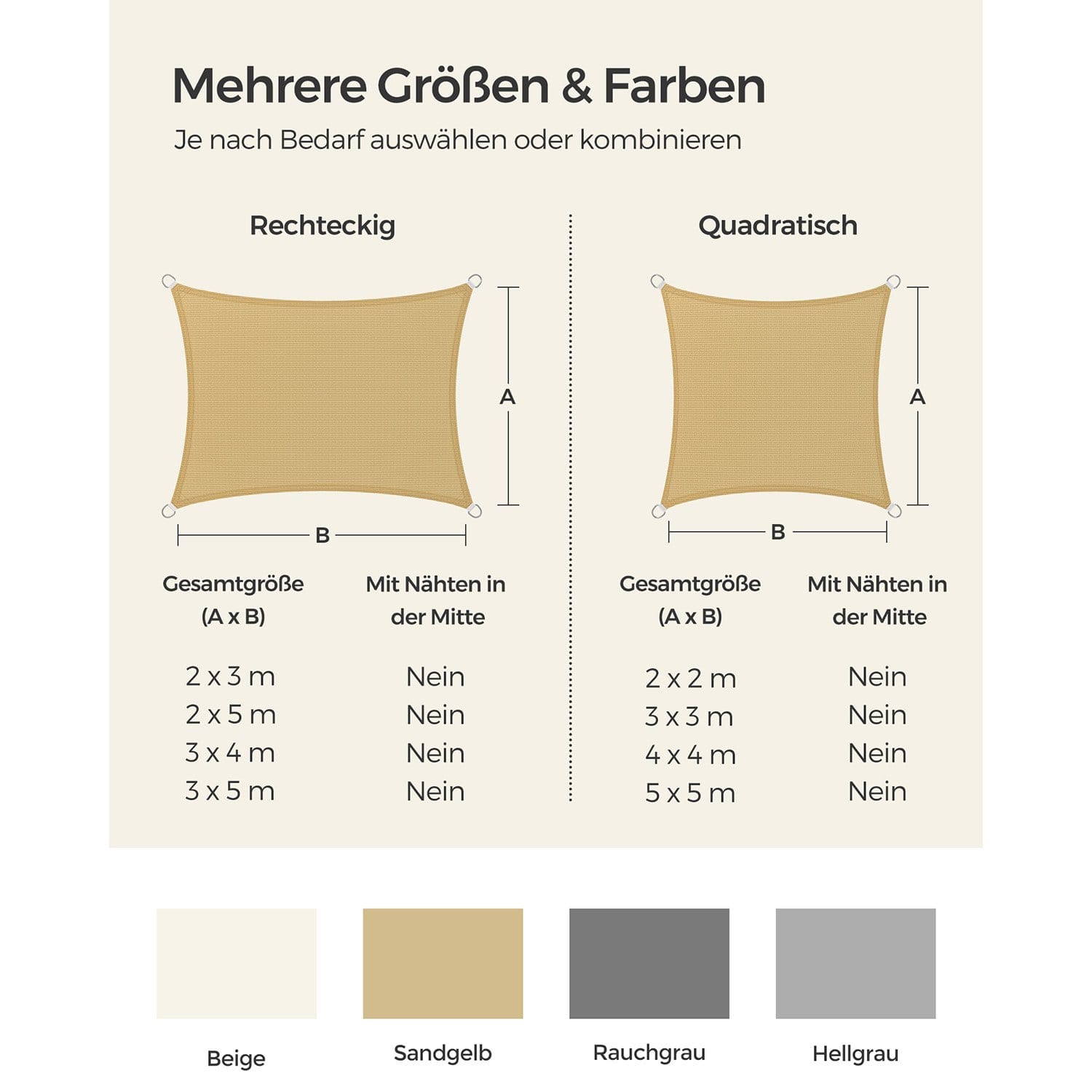 SONGMICS 3 x 4 m HDPE Sun Shade Sail Awning Sun Protection UV Breathable Garden Balcony Patio Breathable Water Permeable Sand Yellow GSS34EYV1 6 SONGMICS 3 x 4 m HDPE Sun Shade Sail Awning Sun Protection UV Breathable Garden Balcony Patio Breathable Water Permeable Sand Yellow GSS34EYV1 - Billede 6