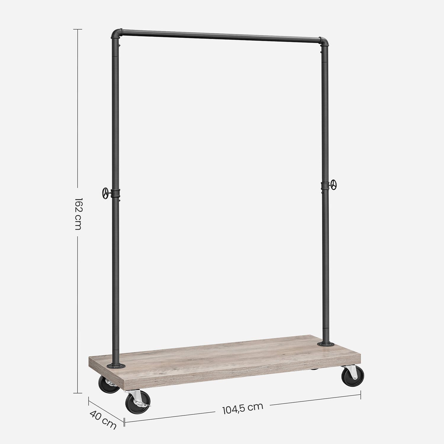 VASAGLE Clothes Rail for Bedroom, Heavy-Duty Clothes Rack, Industrial Pipe Rolling Garment Rack with Shelf, Top Rail Max. Load 90 kg, Laundry Room, Retail Store, Greige and Black HSR065B02 7 VASAGLE Clothes Rail for Bedroom, Heavy-Duty Clothes Rack, Industrial Pipe Rolling Garment Rack with Shelf, Top Rail Max. Load 90 kg, Laundry Room, Retail Store, Greige and Black HSR065B02 - Billede 7