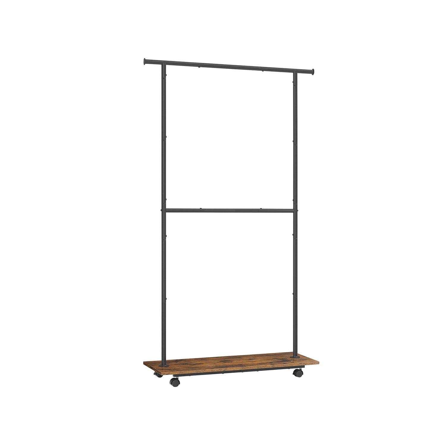SONGMICS HSR153B01 Clothes Rail with Shelf, 2 Rails, 98.5 cm Wide, Maximum Load 55 kg, Lower Bar Height Adjustable, Steel, Vintage Brown/Ink Black 1 SONGMICS HSR153B01 Clothes Rail with Shelf, 2 Rails, 98.5 cm Wide, Maximum Load 55 kg, Lower Bar Height Adjustable, Steel, Vintage Brown/Ink Black