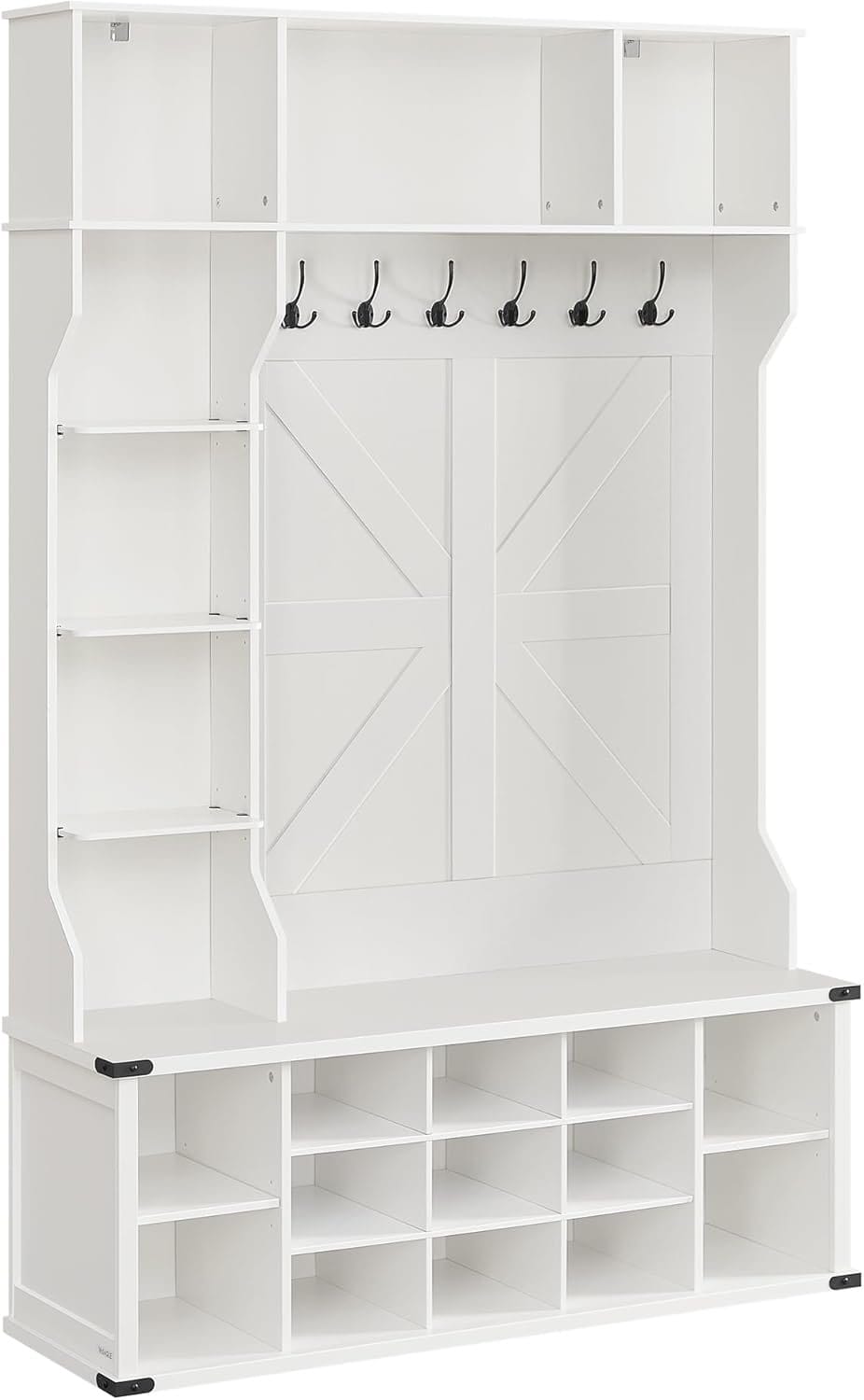 VASAGLE Coat Rack, Coat Rack, Entryway Furniture with Shoe Rack, Adjustable Shelves, 20 Open Compartments, 6 Triple Hooks, Country Style Freestanding for Entryway, Hallway, Hallway, Cloud White 1 VASAGLE Coat Rack, Coat Rack, Entryway Furniture with Shoe Rack, Adjustable Shelves, 20 Open Compartments, 6 Triple Hooks, Country Style Freestanding for Entryway, Hallway, Hallway, Cloud White