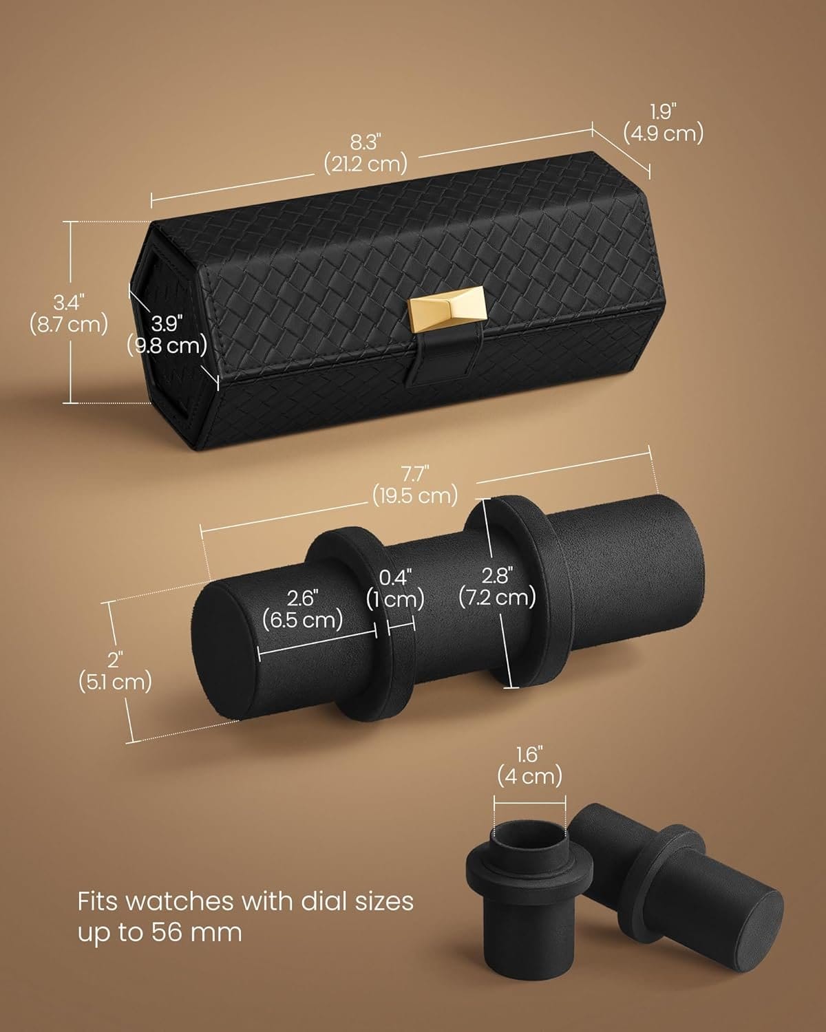 3 Uretui, Rejsetui til Ure, PU-læder, 22 x 14,5 x 4,5 cm, Blæksort 5 3 Uretui, Rejsetui til Ure, PU-læder, 22 x 14,5 x 4,5 cm, Blæksort - Billede 5