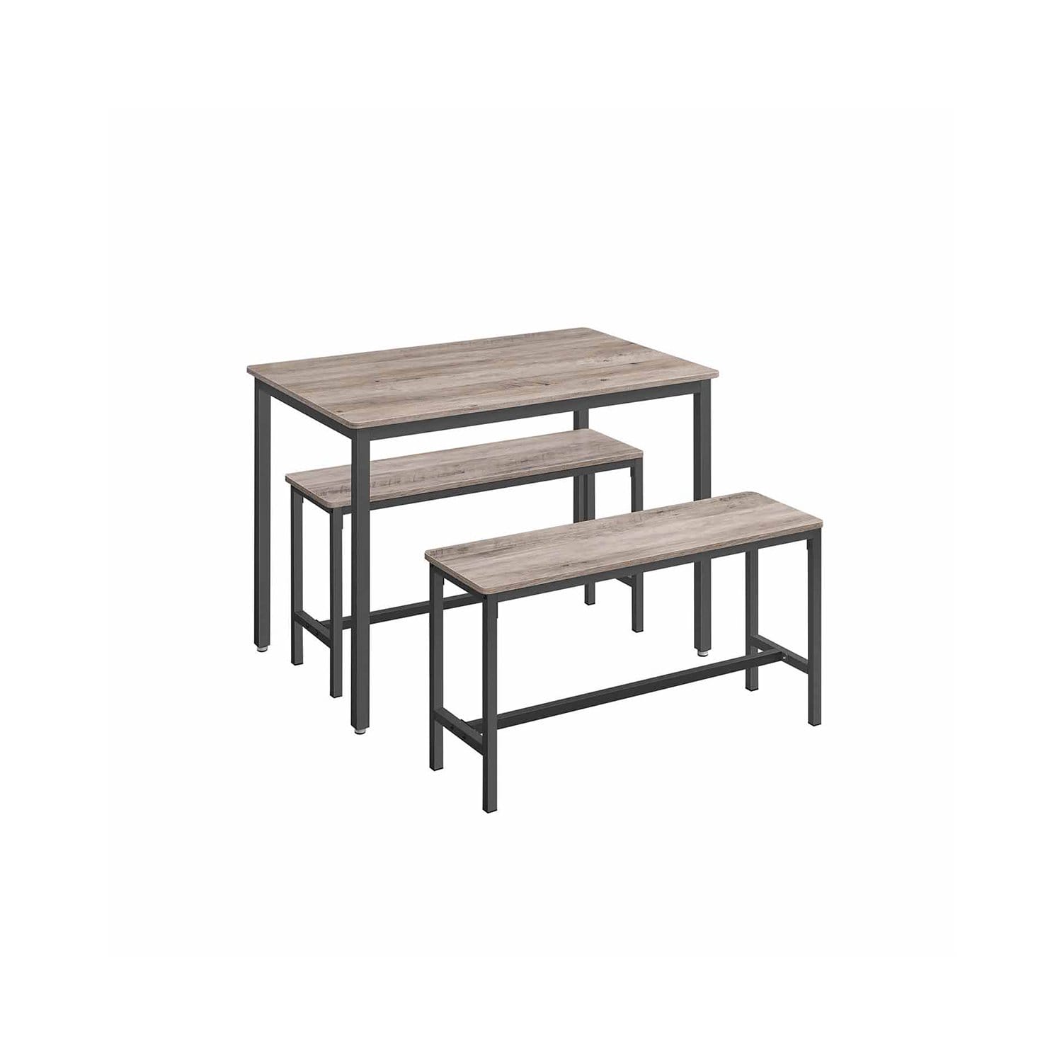 VASAGLE Dining Table with 2 Benches, Set of 3, Kitchen Table 70 x 110 x 75 cm, 2 Benches Each 30 x 97 x 50 cm, Steel Frame, Greige Mottled Ink Black KDT070B02 1 VASAGLE Dining Table with 2 Benches, Set of 3, Kitchen Table 70 x 110 x 75 cm, 2 Benches Each 30 x 97 x 50 cm, Steel Frame, Greige Mottled Ink Black KDT070B02
