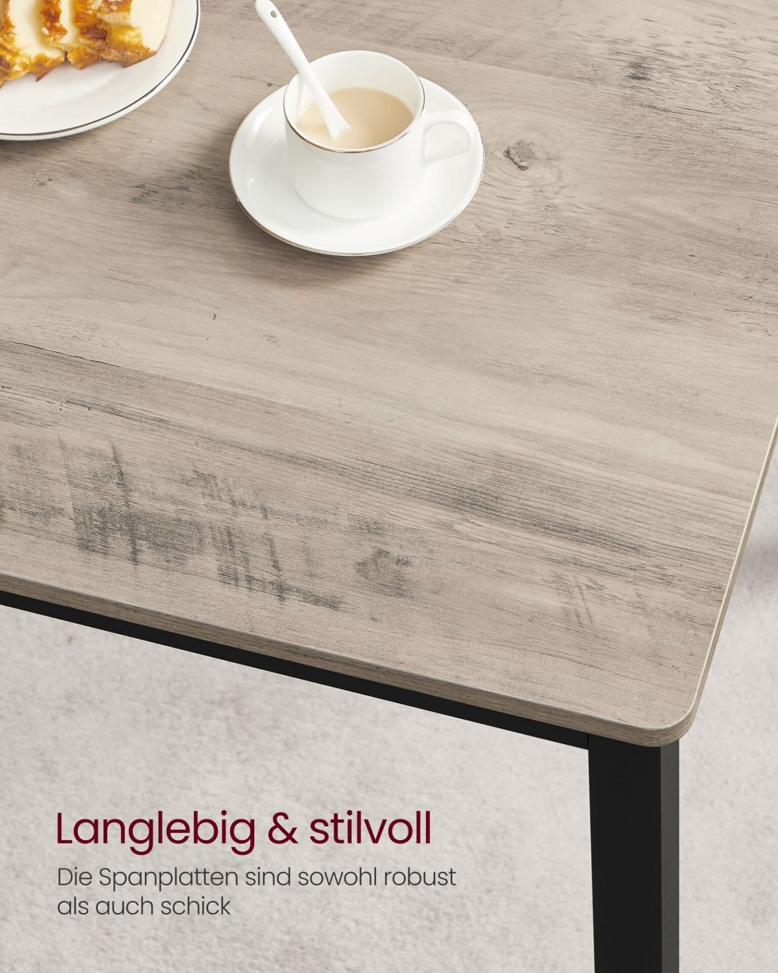 VASAGLE Dining Table with 2 Benches, Set of 3, Kitchen Table 70 x 110 x 75 cm, 2 Benches Each 30 x 97 x 50 cm, Steel Frame, Greige Mottled Ink Black KDT070B02 7 VASAGLE Dining Table with 2 Benches, Set of 3, Kitchen Table 70 x 110 x 75 cm, 2 Benches Each 30 x 97 x 50 cm, Steel Frame, Greige Mottled Ink Black KDT070B02 - Billede 7