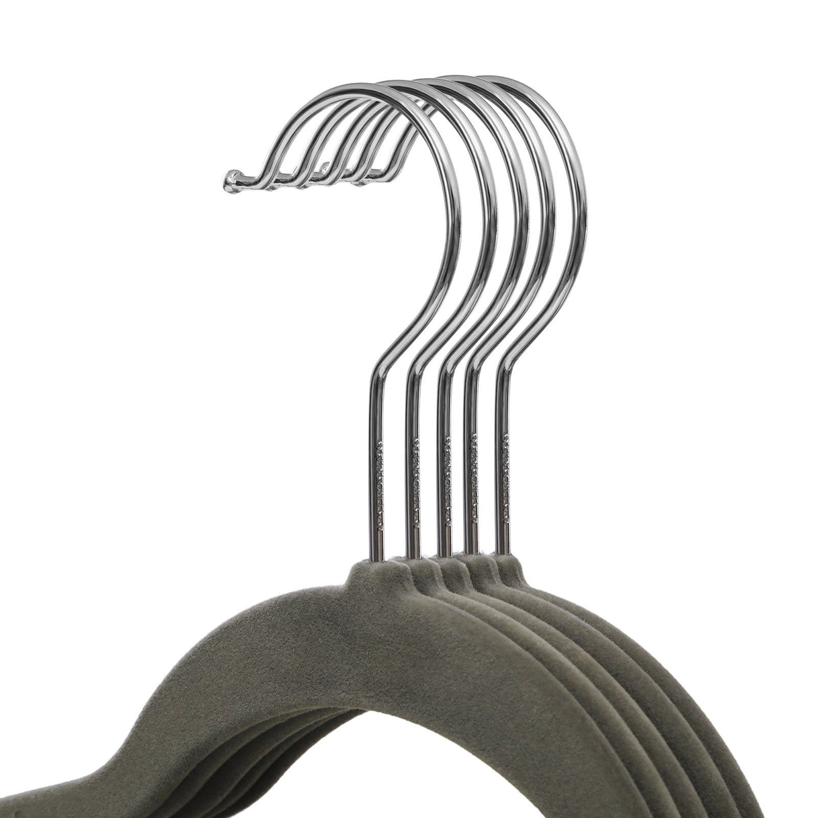 SONGMICS Velvet Hangers, 100 Pack, Non-Slip Clothes Hangers, 0.6 cm Thickness, Space Saving, 360° Swivel Hooks, 43,5 cm Long, for Coat, Jacket, Shirt, Dress, Trousers, Grey CRF100V 5 SONGMICS Velvet Hangers, 100 Pack, Non-Slip Clothes Hangers, 0.6 cm Thickness, Space Saving, 360° Swivel Hooks, 43,5 cm Long, for Coat, Jacket, Shirt, Dress, Trousers, Grey CRF100V - Billede 5