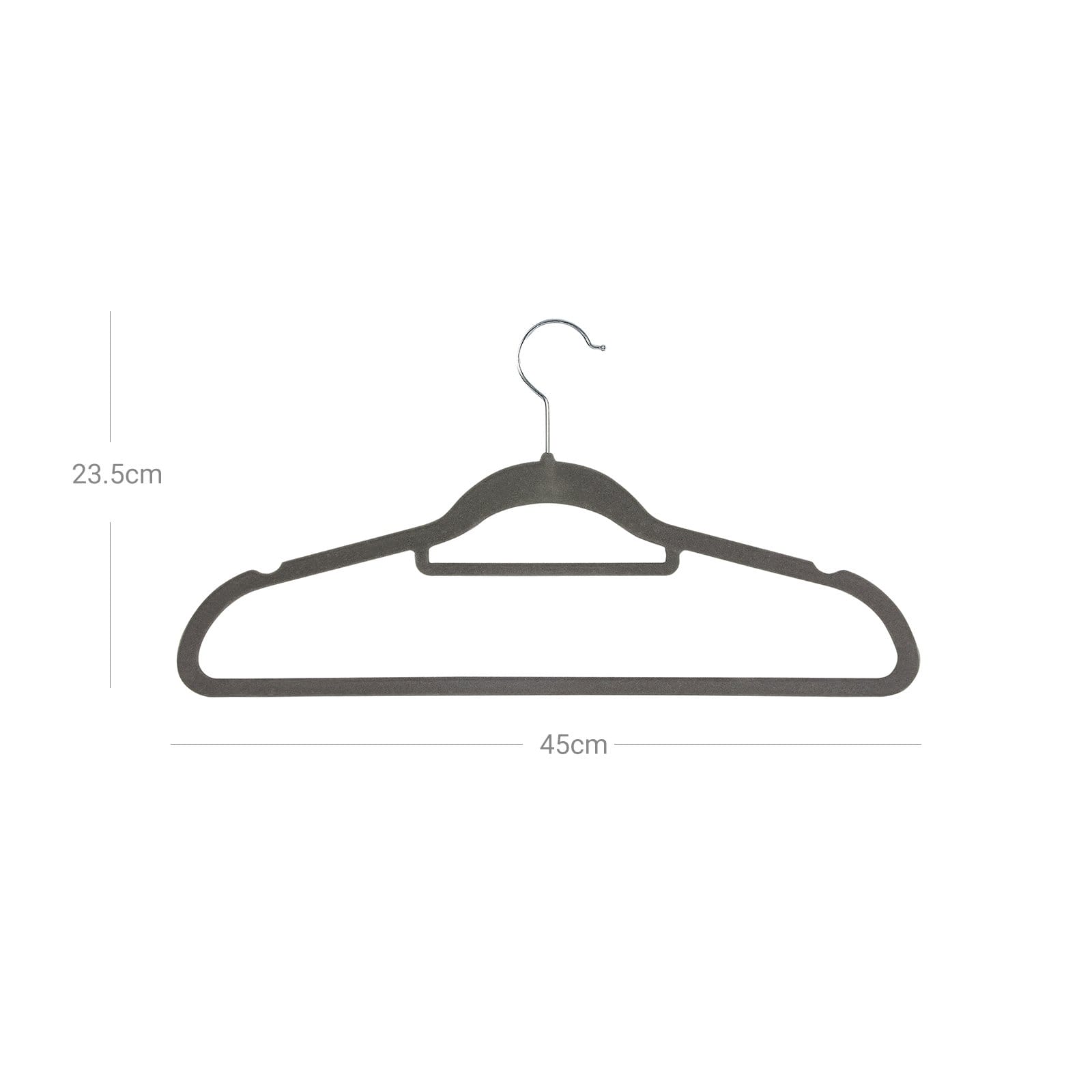 SONGMICS Velvet Hangers, 100 Pack, Non-Slip Clothes Hangers, 0.6 cm Thickness, Space Saving, 360° Swivel Hooks, 43,5 cm Long, for Coat, Jacket, Shirt, Dress, Trousers, Grey CRF100V 7 SONGMICS Velvet Hangers, 100 Pack, Non-Slip Clothes Hangers, 0.6 cm Thickness, Space Saving, 360° Swivel Hooks, 43,5 cm Long, for Coat, Jacket, Shirt, Dress, Trousers, Grey CRF100V - Billede 7