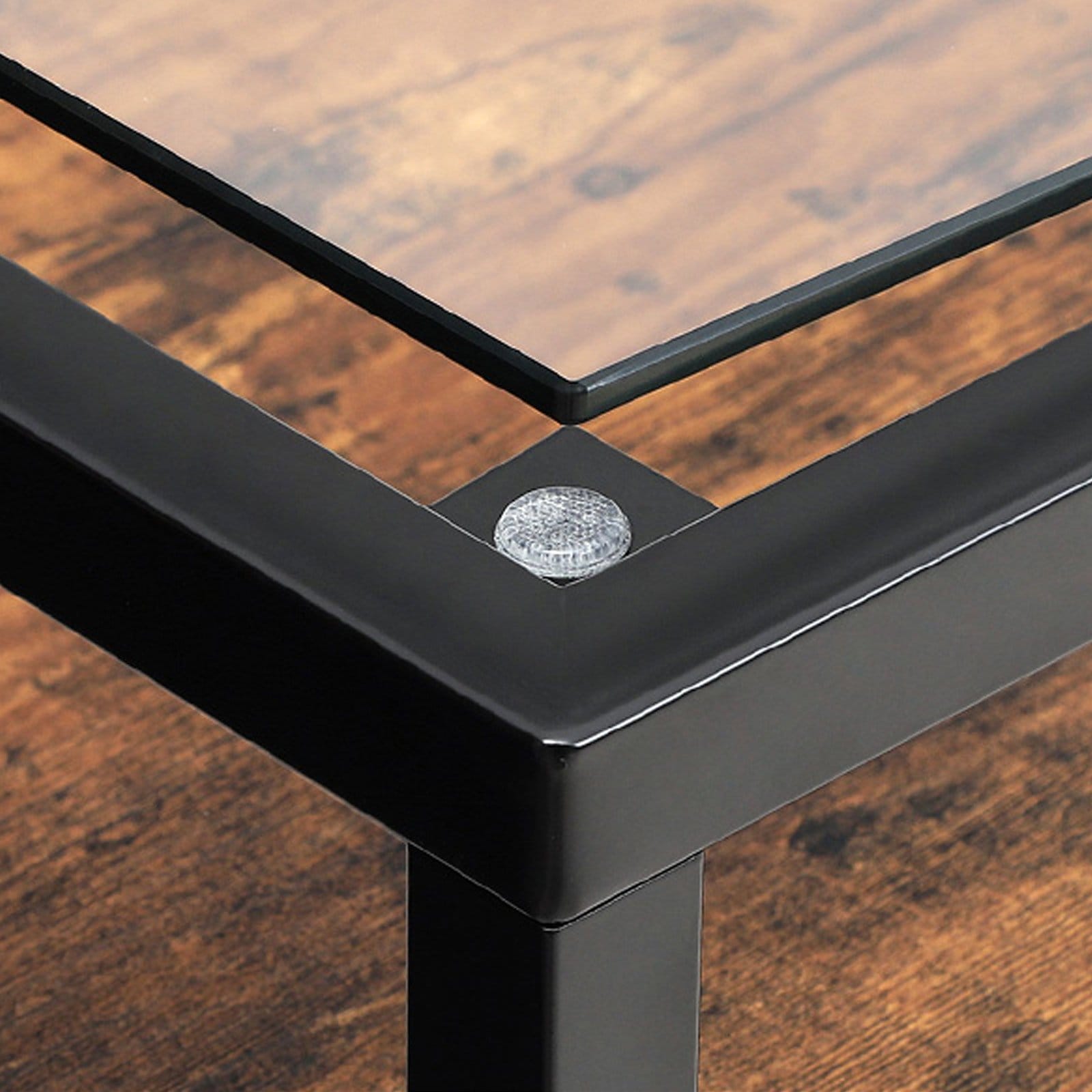 VASAGLE Console Table, Entrance Console, Tempered Glass Top, Robust Steel Frame, Easy Assembly, for Living Room Hallway, Industrial Style, Rustic Brown and Black LNT10BX 4 VASAGLE Console Table, Entrance Console, Tempered Glass Top, Robust Steel Frame, Easy Assembly, for Living Room Hallway, Industrial Style, Rustic Brown and Black LNT10BX - Billede 4