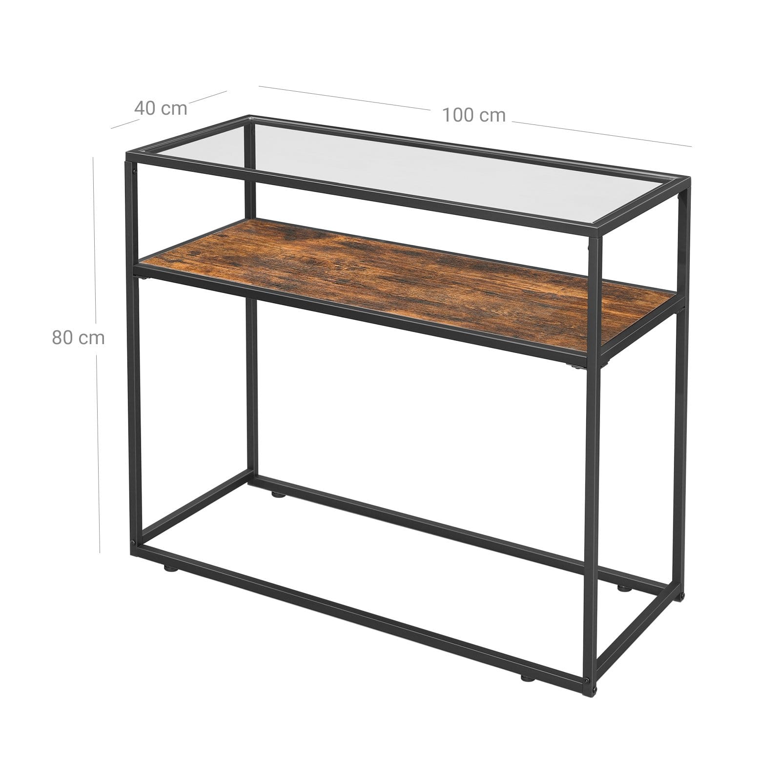 VASAGLE Console Table, Entrance Console, Tempered Glass Top, Robust Steel Frame, Easy Assembly, for Living Room Hallway, Industrial Style, Rustic Brown and Black LNT10BX 6 VASAGLE Console Table, Entrance Console, Tempered Glass Top, Robust Steel Frame, Easy Assembly, for Living Room Hallway, Industrial Style, Rustic Brown and Black LNT10BX - Billede 6