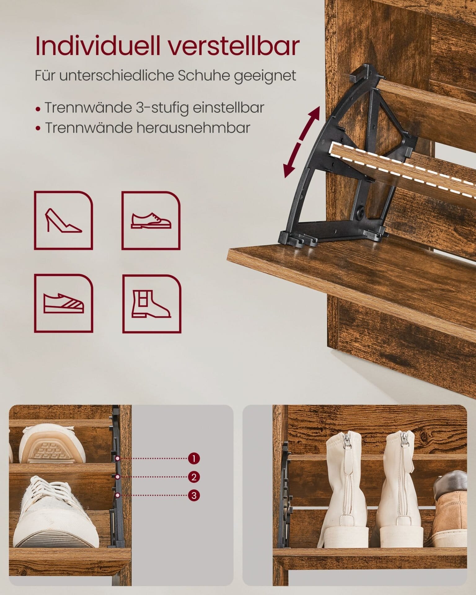 Wooden Shoe Cabinet 5 Wooden Shoe Cabinet - Billede 5