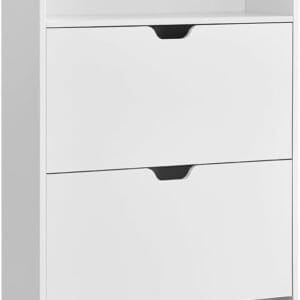 Skohylde med 2 hylder, åbent rum, justerbar rumdeler, 24 x 80 x 102 cm, Cloud White