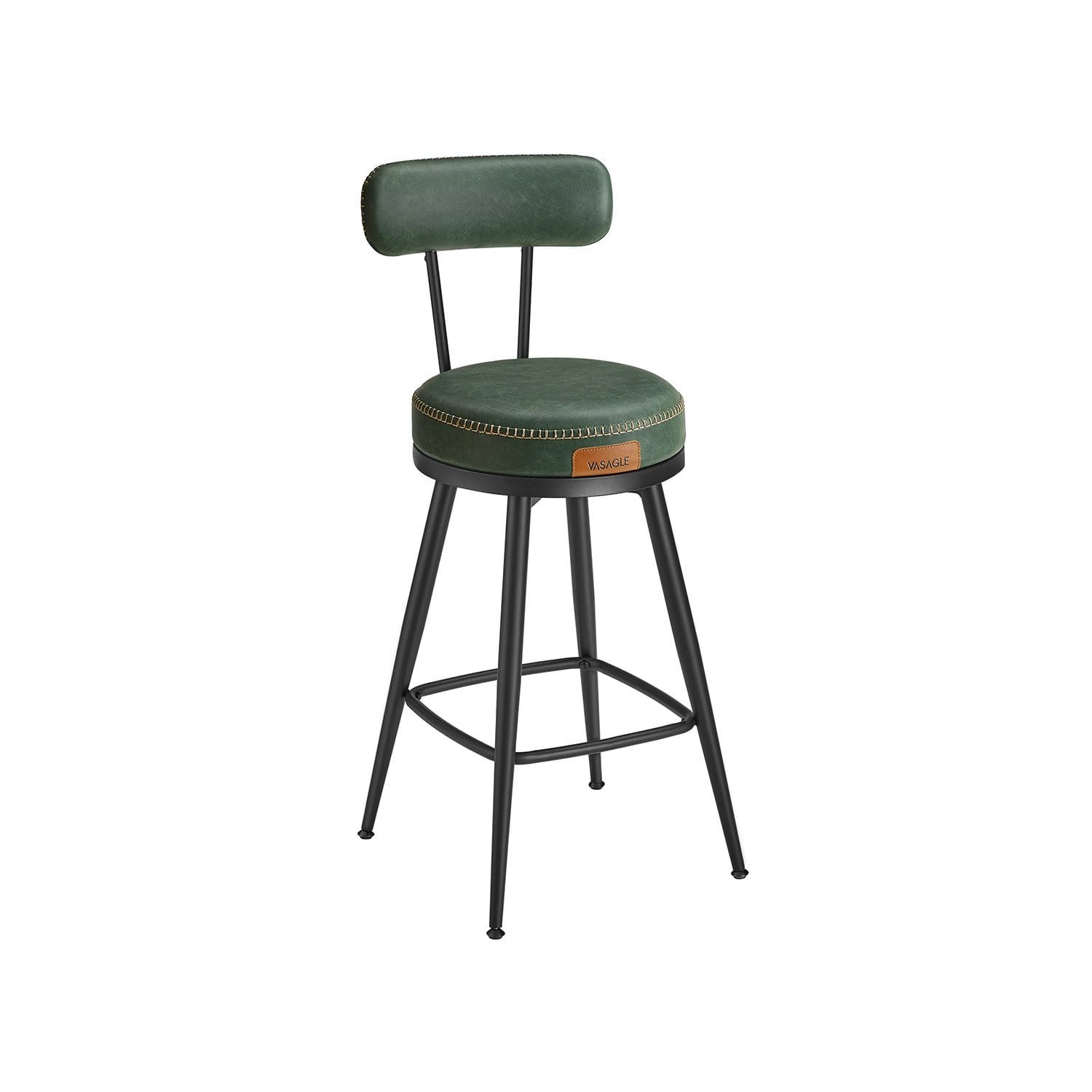VASAGLE EKHO Collection - Bar Stools Set of 2 Swivel Bar Stools with Backrest Faux Leather with Stitching Mid-Century Modern Style 65cm High Kitchen Home Bar Forest Green LBC089C01 1 VASAGLE EKHO Collection - Bar Stools Set of 2 Swivel Bar Stools with Backrest Faux Leather with Stitching Mid-Century Modern Style 65cm High Kitchen Home Bar Forest Green LBC089C01
