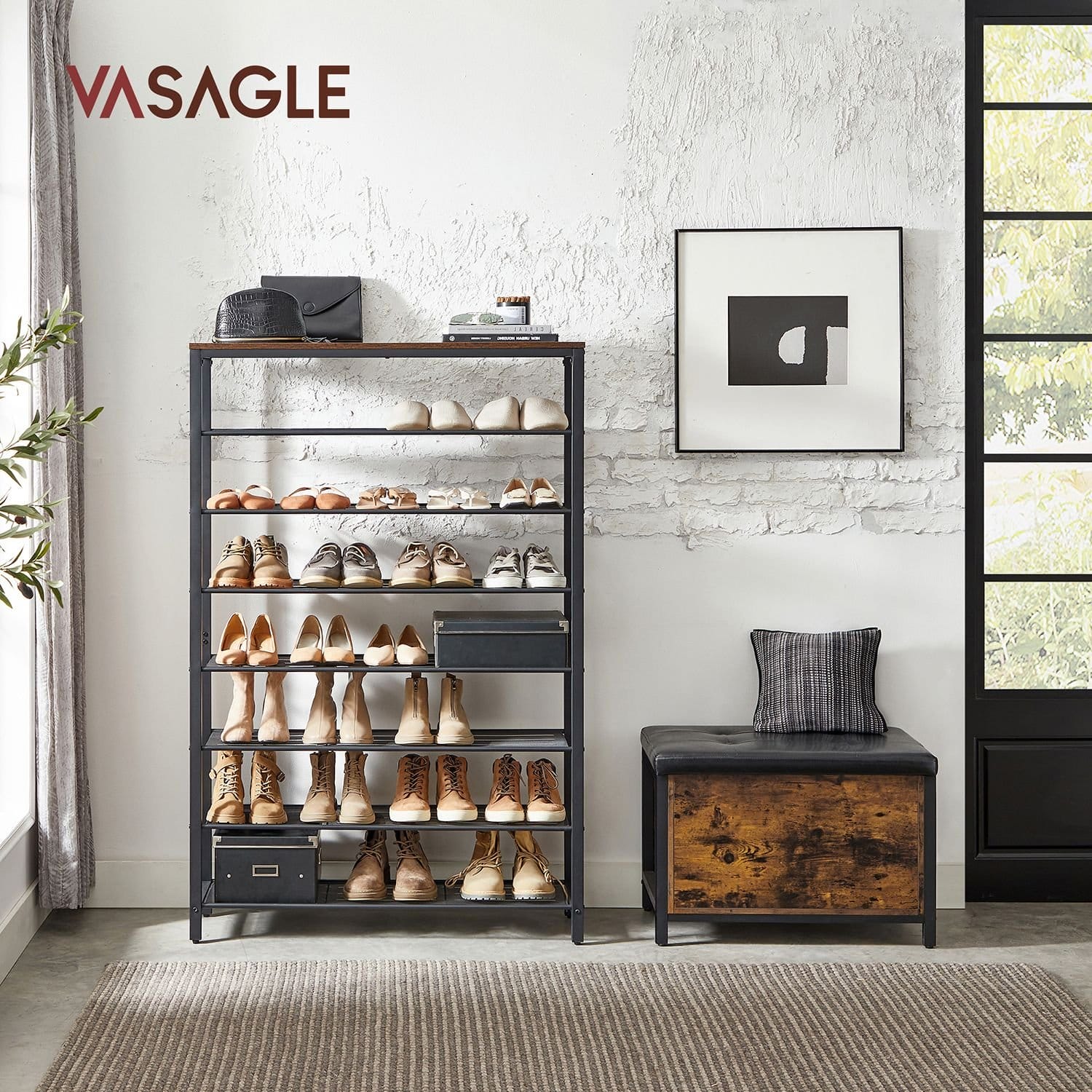 VASAGLE LBC036W01 Shoe Cabinet with 3 Flaps, Shoe Rack, Shoe Storage, Top Plate, Adjustable Divider, for up to 18 Pairs of Shoes, Hallway, 24 x 60 x 108 cm, Cloud White 2 VASAGLE LBC036W01 Shoe Cabinet with 3 Flaps, Shoe Rack, Shoe Storage, Top Plate, Adjustable Divider, for up to 18 Pairs of Shoes, Hallway, 24 x 60 x 108 cm, Cloud White - Billede 2
