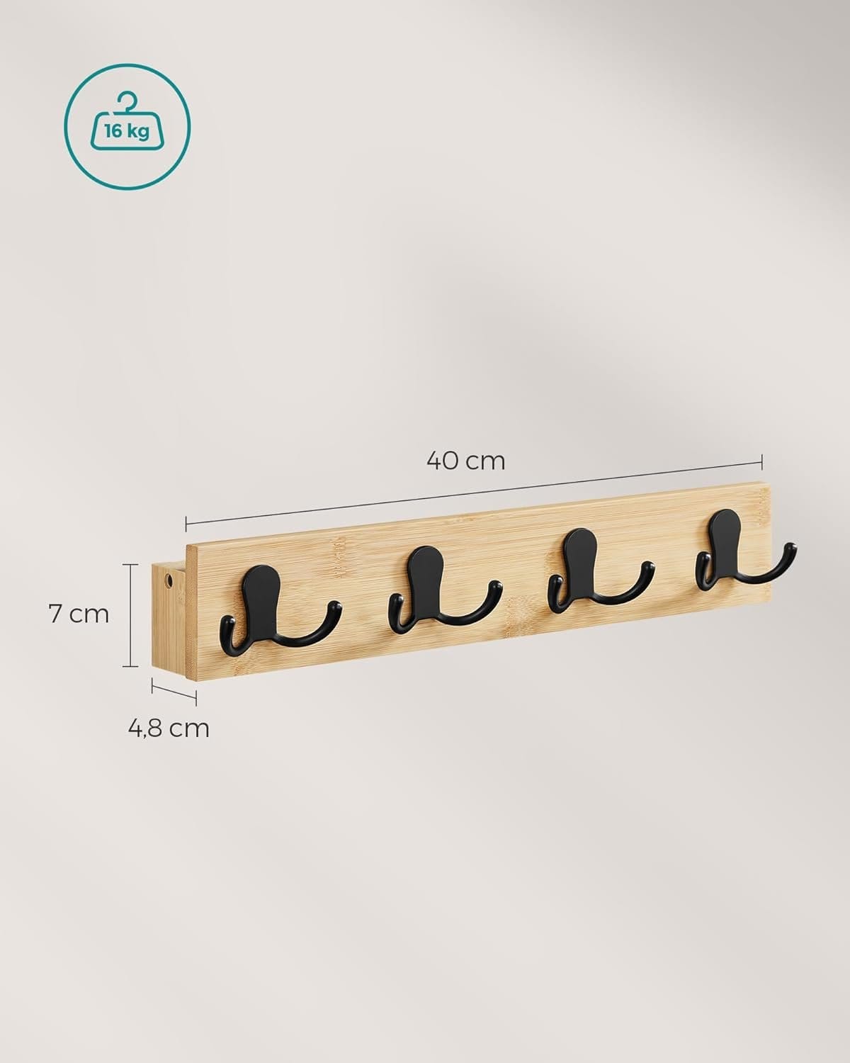 SONGMICS VASAGLE Wall Mounted Coat Rack, Coat Rack,LCR006N01 5 SONGMICS VASAGLE Wall Mounted Coat Rack, Coat Rack,LCR006N01 - Billede 5