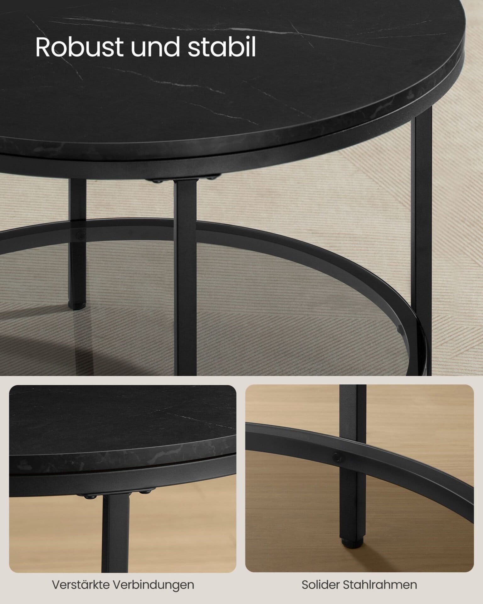 Sofabord, Stuebord, Sofacocktailbord, Marmor Sort og Blæksort 5 Sofabord, Stuebord, Sofacocktailbord, Marmor Sort og Blæksort - Billede 5