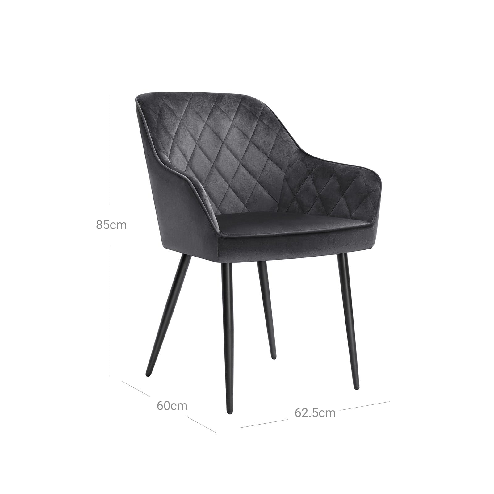 4 polstrede stole med armlæn, sædebredde 49 cm, metalben, grå 6 4 polstrede stole med armlæn, sædebredde 49 cm, metalben, grå - Billede 6