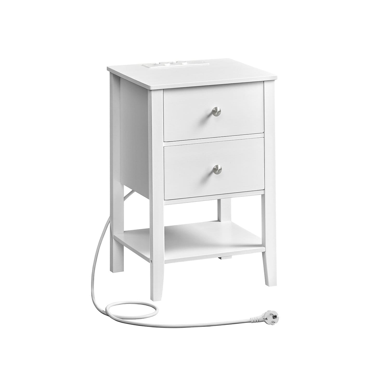 VASAGLE Bamboo Bedside Table with Charging Function, 2 Drawers, Open Shelf, 2 USB-A Ports, 2 AC Ports, Minimalist for Living Room, Bedroom, Sofa, Cloud White LET623W02 1 VASAGLE Bamboo Bedside Table with Charging Function, 2 Drawers, Open Shelf, 2 USB-A Ports, 2 AC Ports, Minimalist for Living Room, Bedroom, Sofa, Cloud White LET623W02
